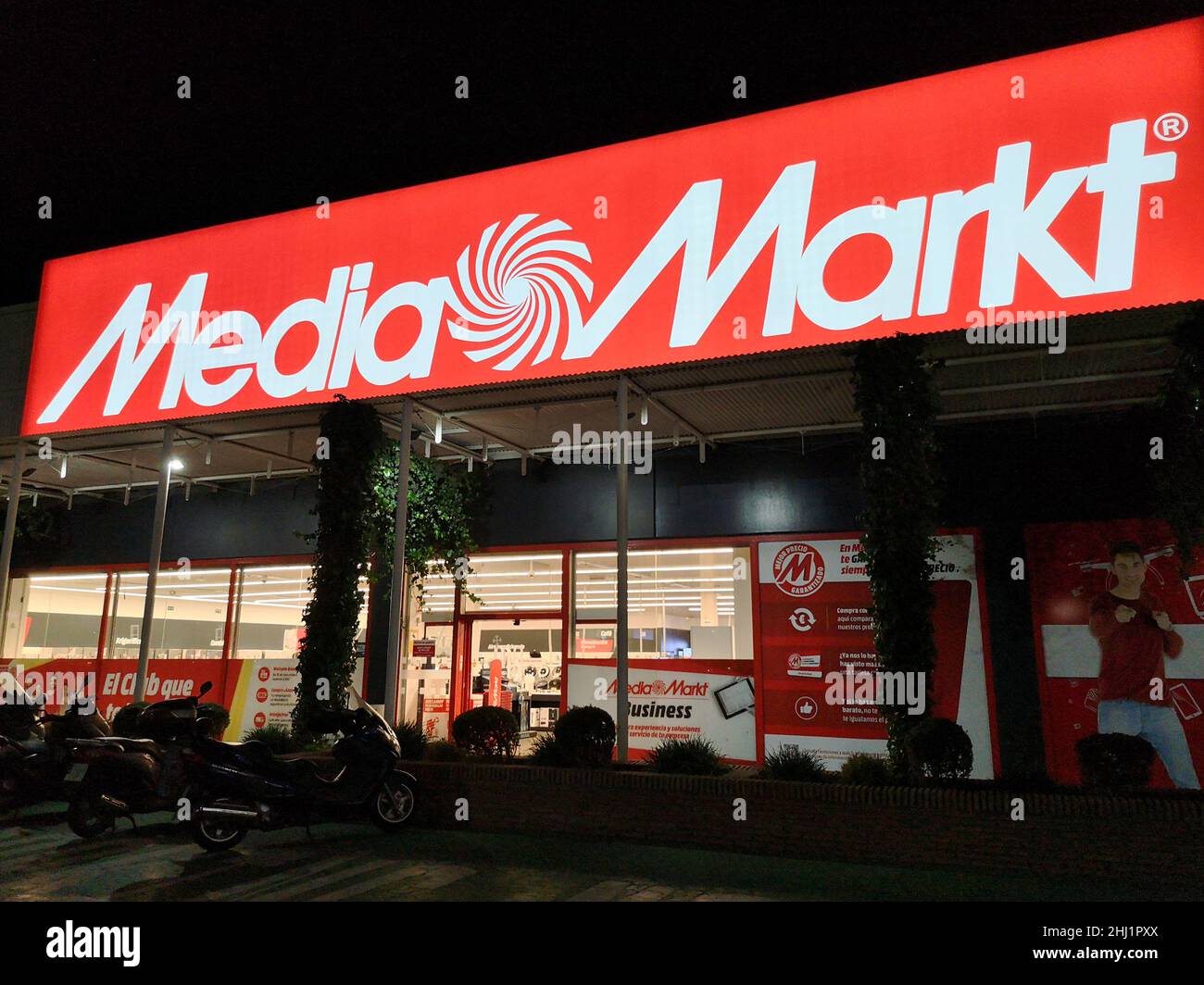 Ghent, Flanders, Belgium - 02 20 2021: The Mediamarkt and Delhaize retail  shops and parking Stock Photo - Alamy