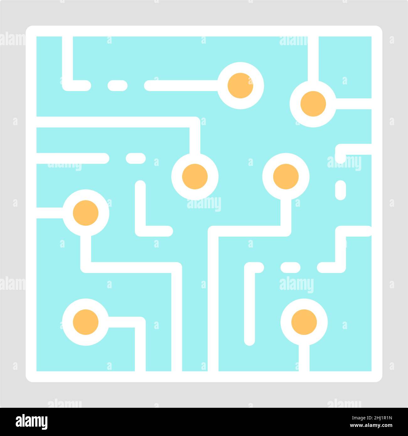 CPU, computer chip, electronic circuit, processor white line icon. Stock Vector