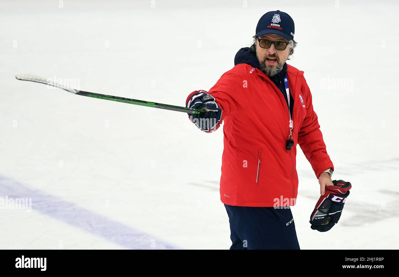 Prague, Czech Republic. 26th Jan, 2022. Coach Tomas Pacina attends the  training session of the Czech women's ice hockey national team, on January  26, 2022, in Prague, Czech Republic, prior to the