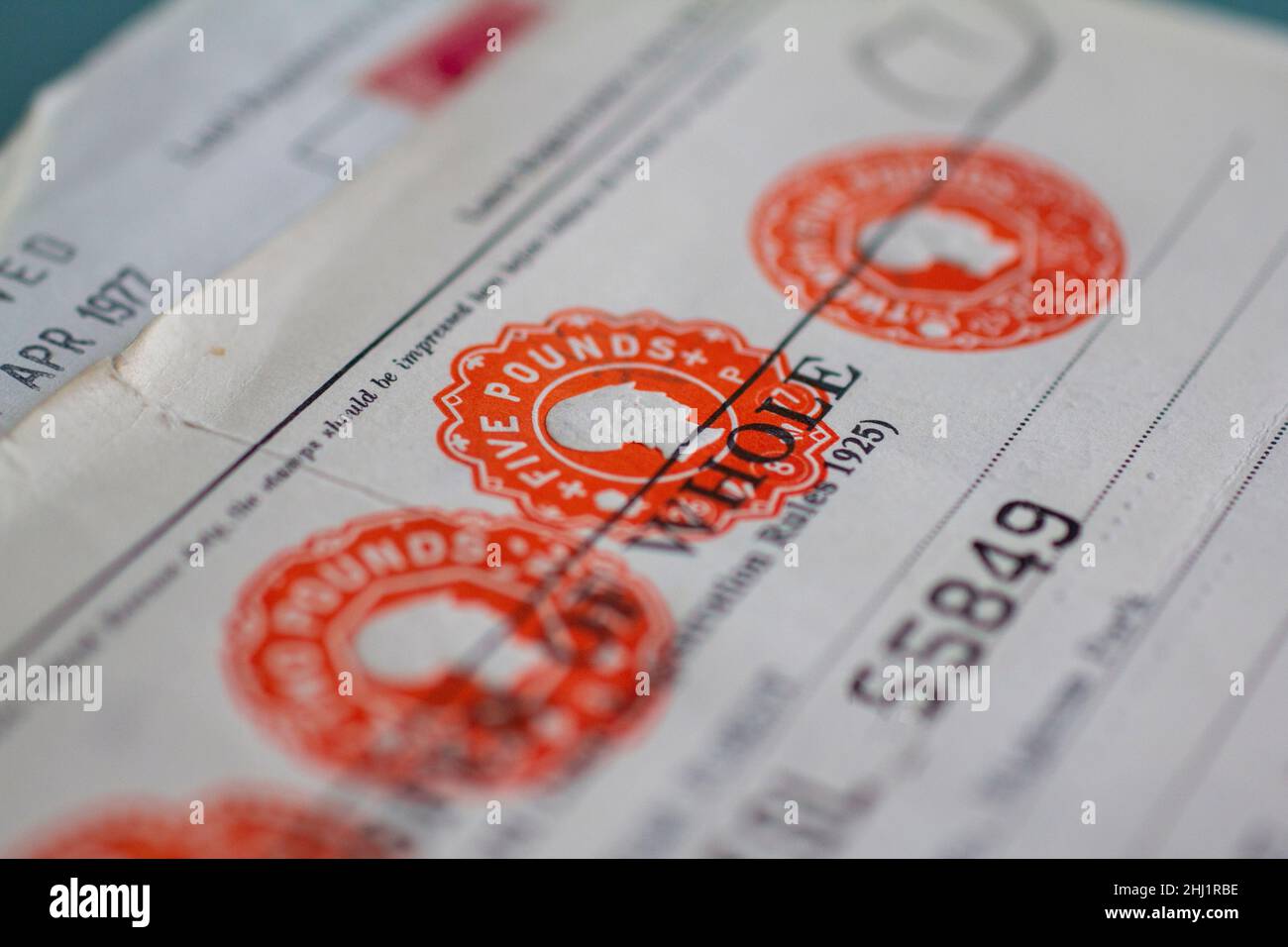 land registry, stamp duty land tax historic stamp Stock Photo Alamy