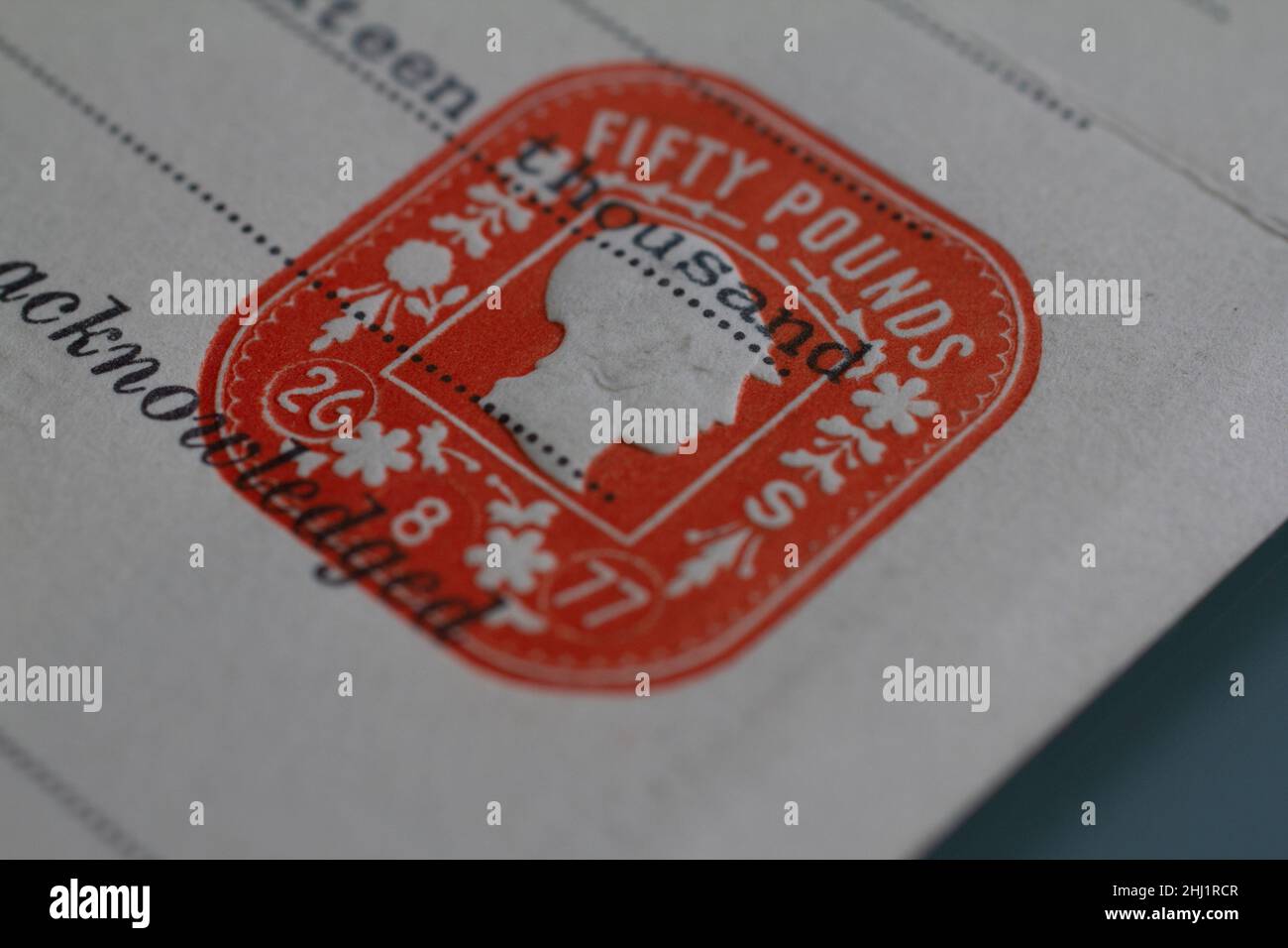 land registry, stamp duty land tax historic, fifty, stamp Stock Photo