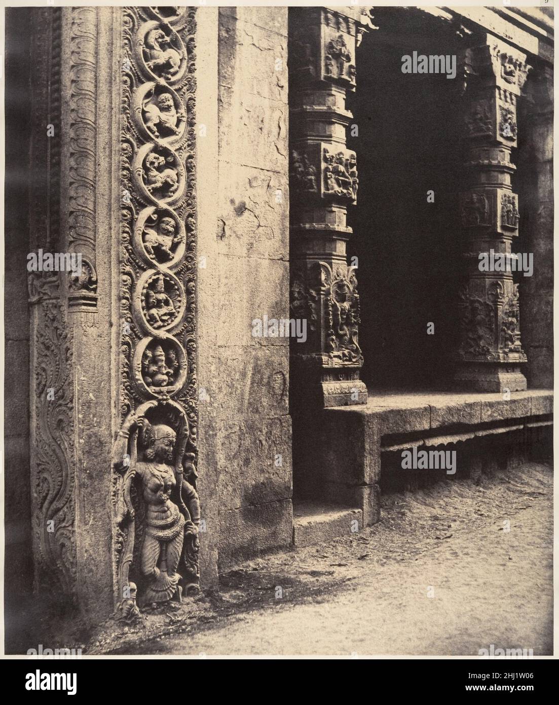 Pillars in the Recessed Portico in the Roya Gopuram with the Base of ...