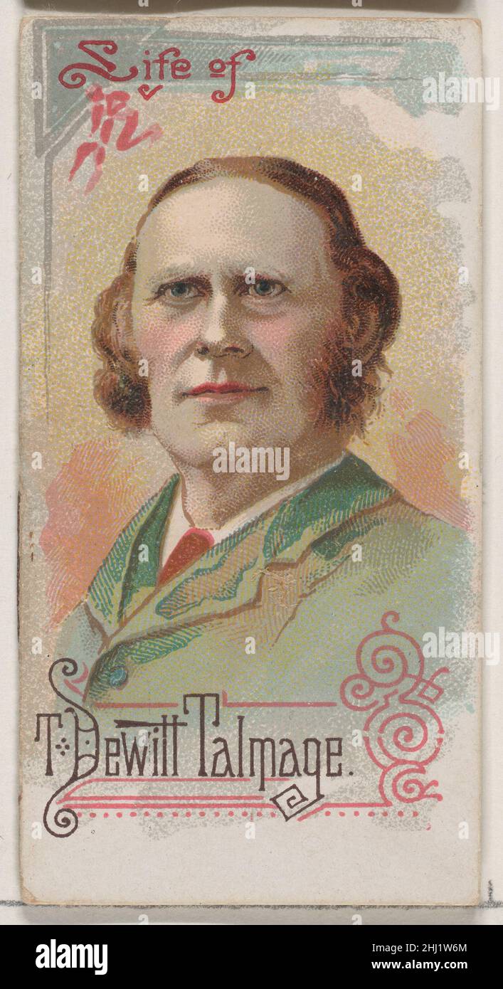 Life of Reverend T. De Witt Talmage, from the Histories of Poor Boys and Famous People series of booklets (N79) for Duke brand cigarettes 1888 Issued by W. Duke, Sons & Co. American Miniature booklets from the 'Histories of Poor Boys and Other Famous People' series (N79), issued in a set of 50 booklets in 1888 to promote W. Duke Sons & Co. brand cigarettes. Each booklet consists of 16 pages with covers and includes the rags to riches biography of a famous figure.. Life of Reverend T. De Witt Talmage, from the Histories of Poor Boys and Famous People series of booklets (N79) for Duke brand ciga Stock Photo