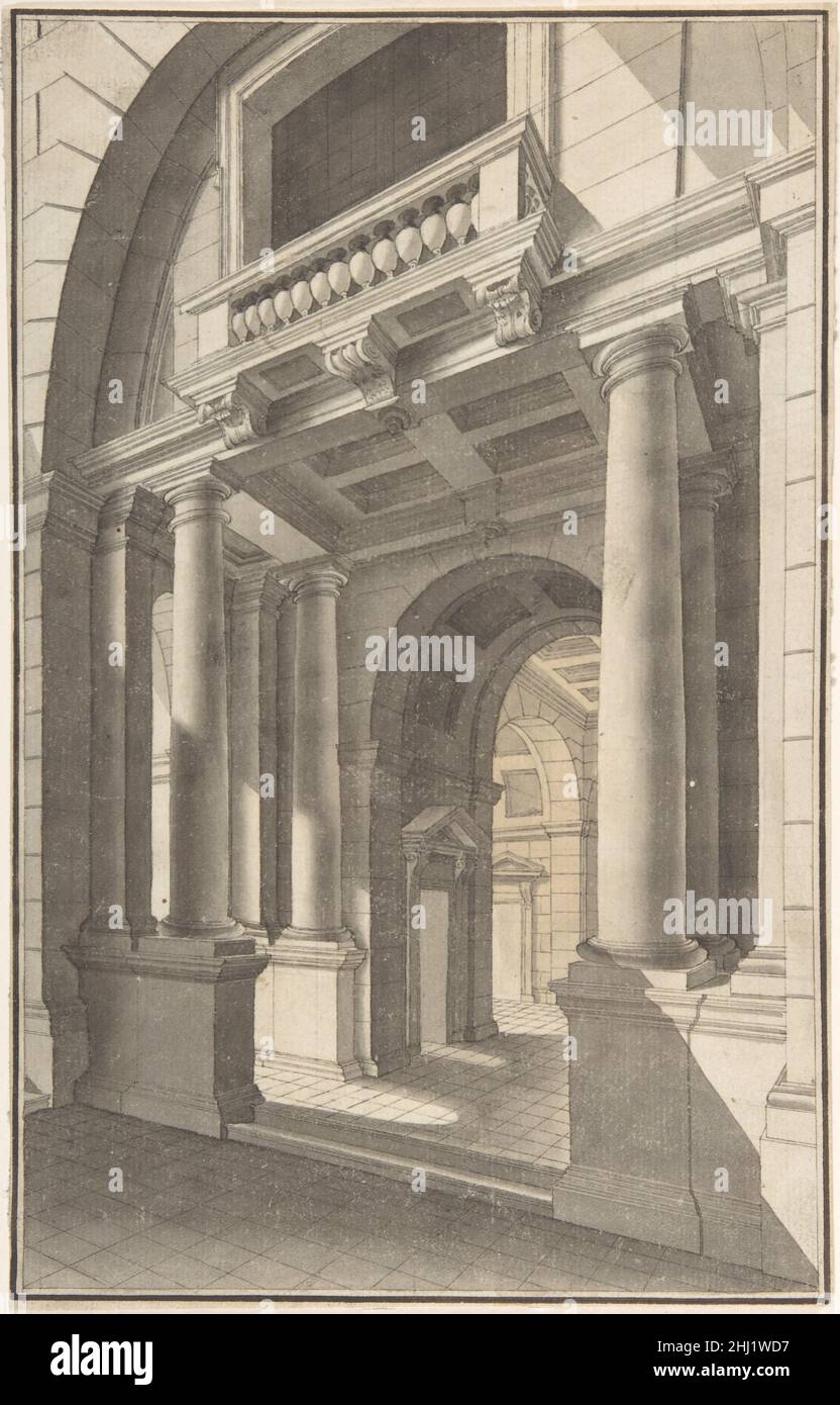 Architectural Perspective of an Arched Vestibule 18th century Anonymous