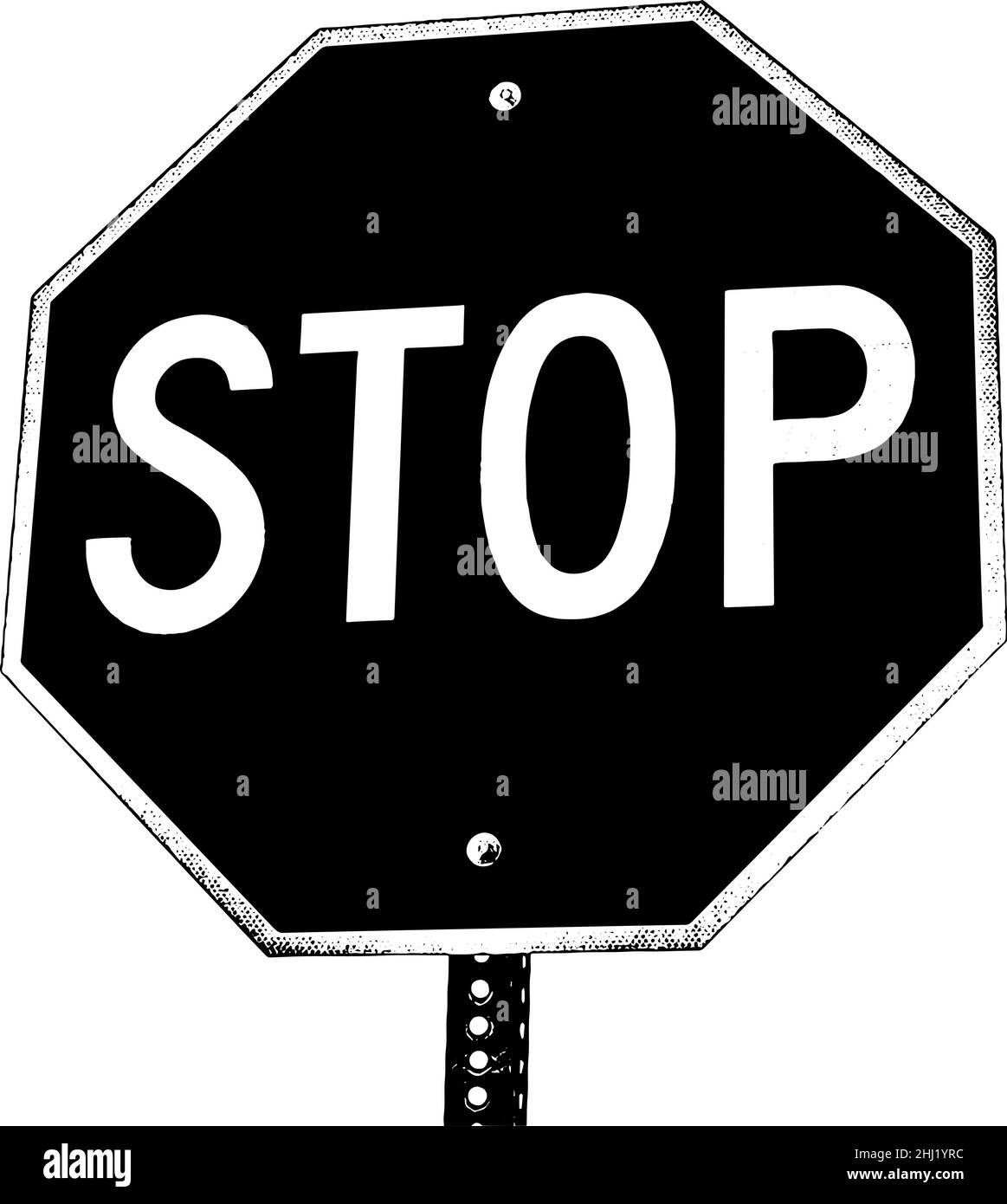 Stop sign vector illustration in black on white background Stock Vector