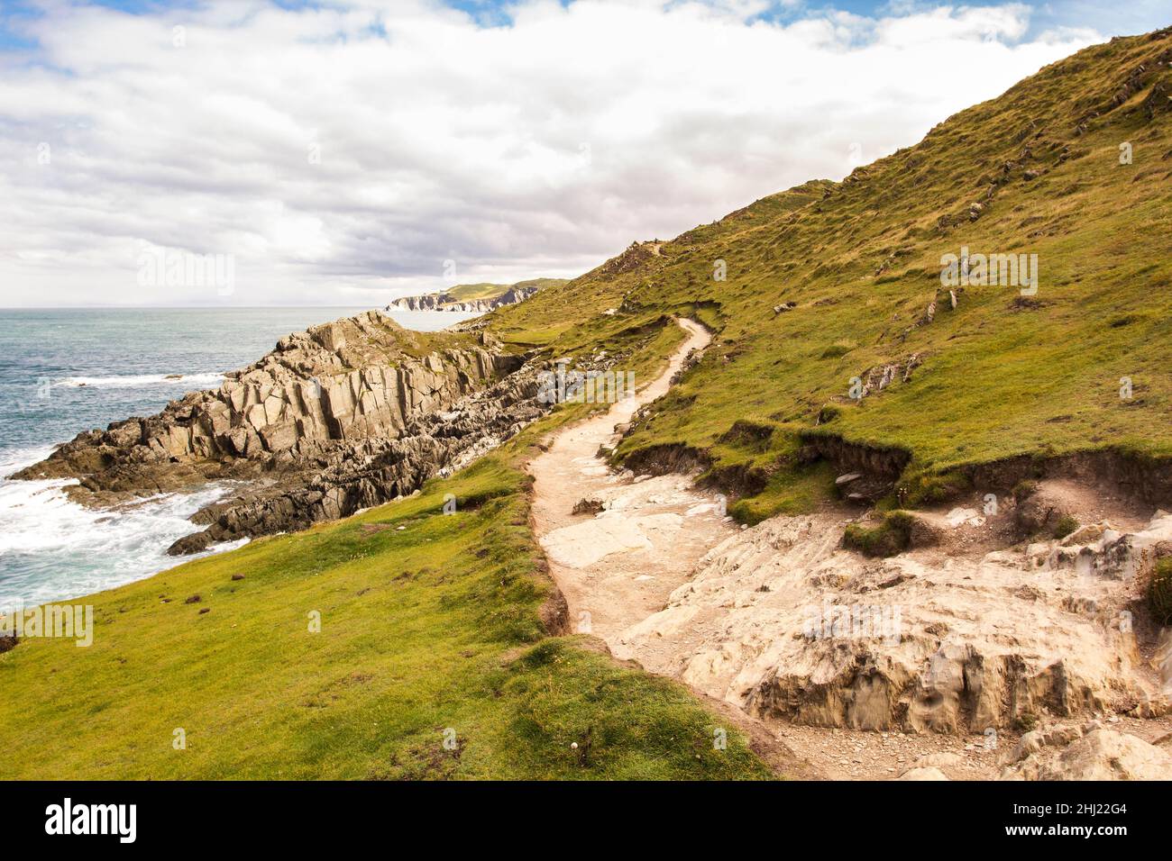 The beautiful coastal path from Mortehoe to Morte Point. Woolacombe, North Devon, England, UK. Stock Photo