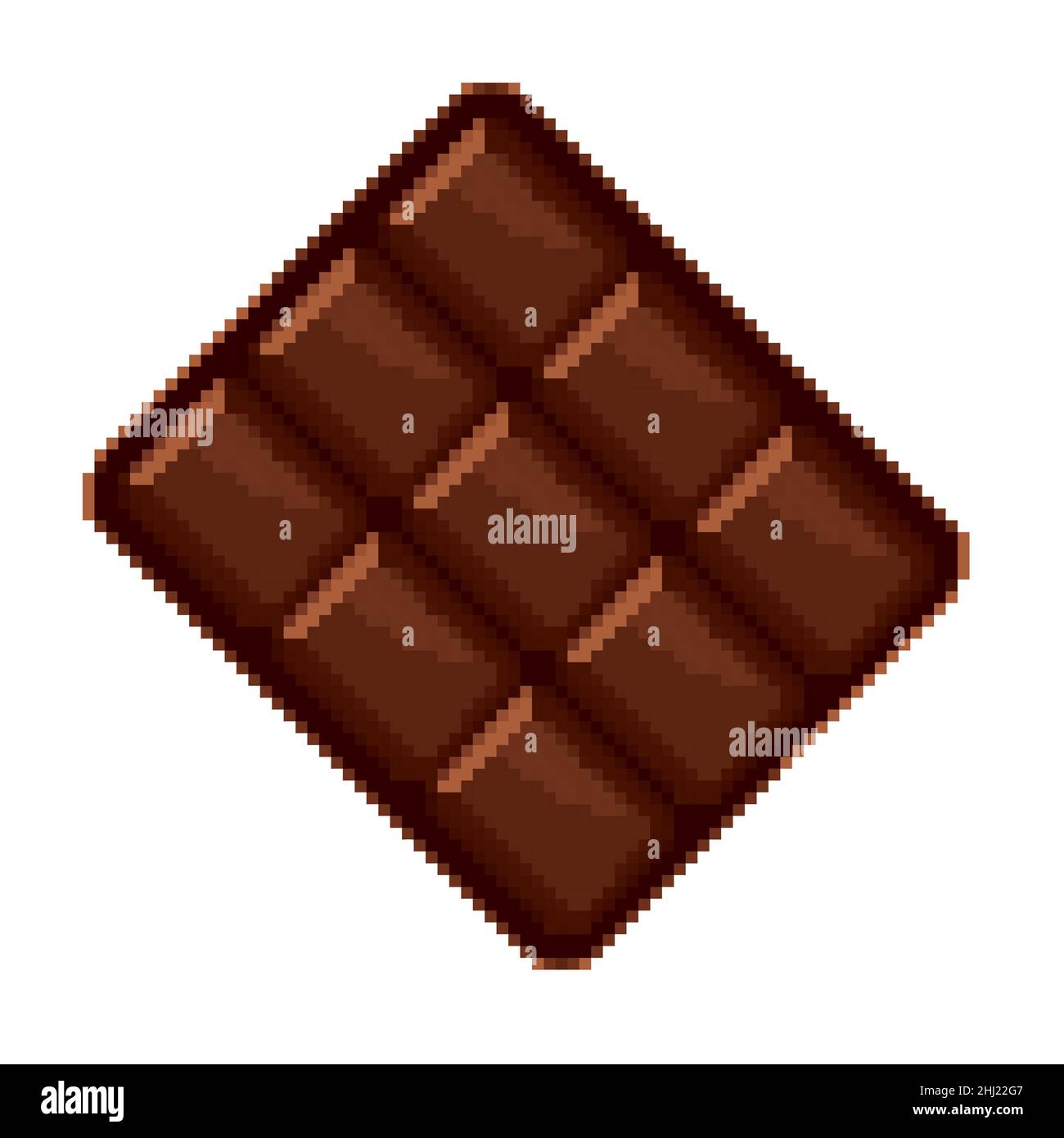 Pixel art: a tasty brown chocolate bar, can be divided in nine pieces. Stock Photo