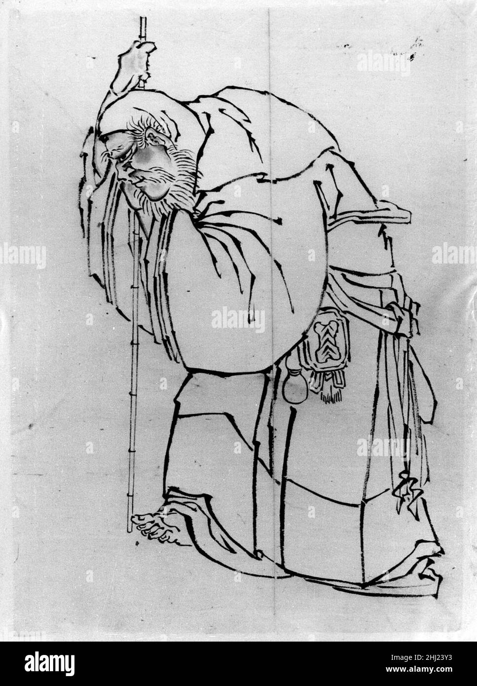 Hermit with a Staff 18th–19th century Attributed to Katsushika Hokusai Japanese. Hermit with a Staff  57259 Stock Photo
