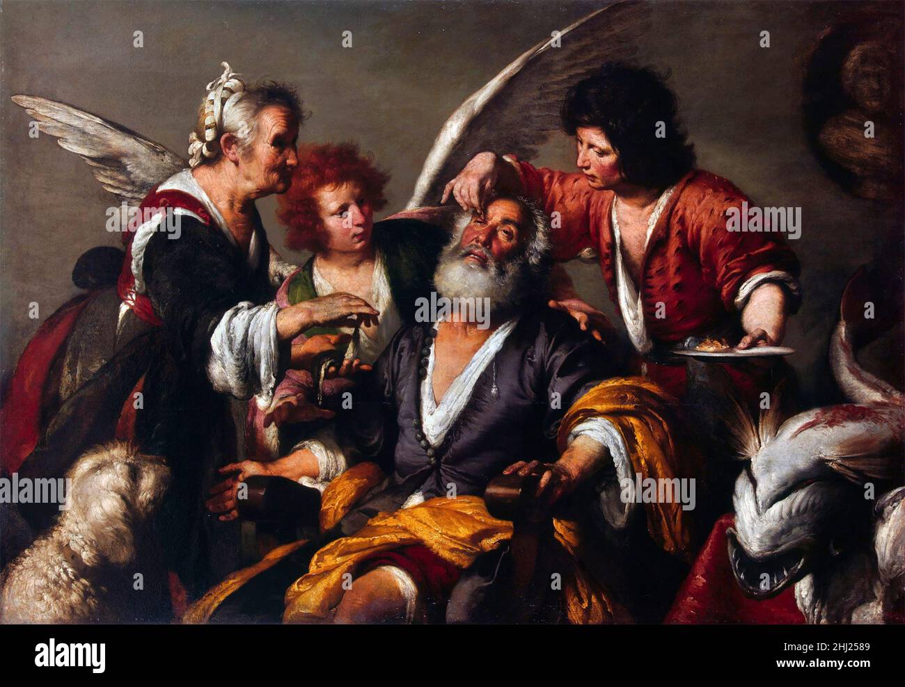 Healing of Tobit by Bernardo Strozzi (1582-1644), oil on canvas,  1632 Stock Photo