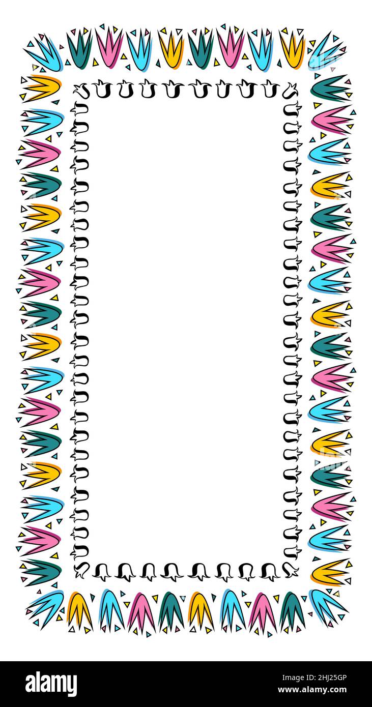 Tulips flowers frame story. Vector pattern brushes Stock Vector