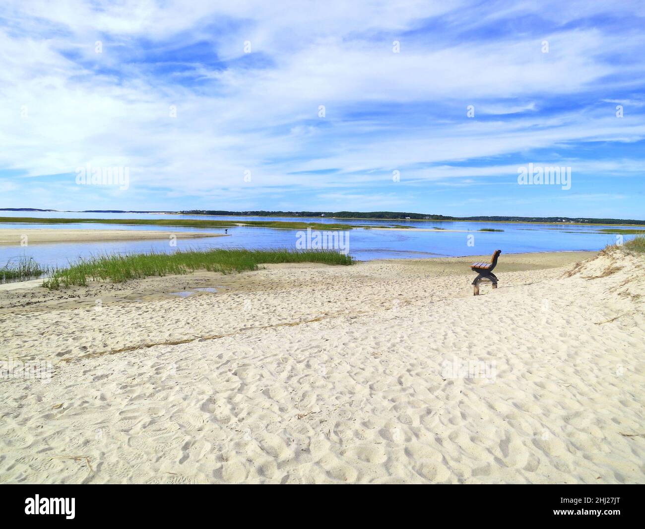 Mass Audubon's Wellfleet Bay Wildlife Sanctuary,Sand dunes and bench