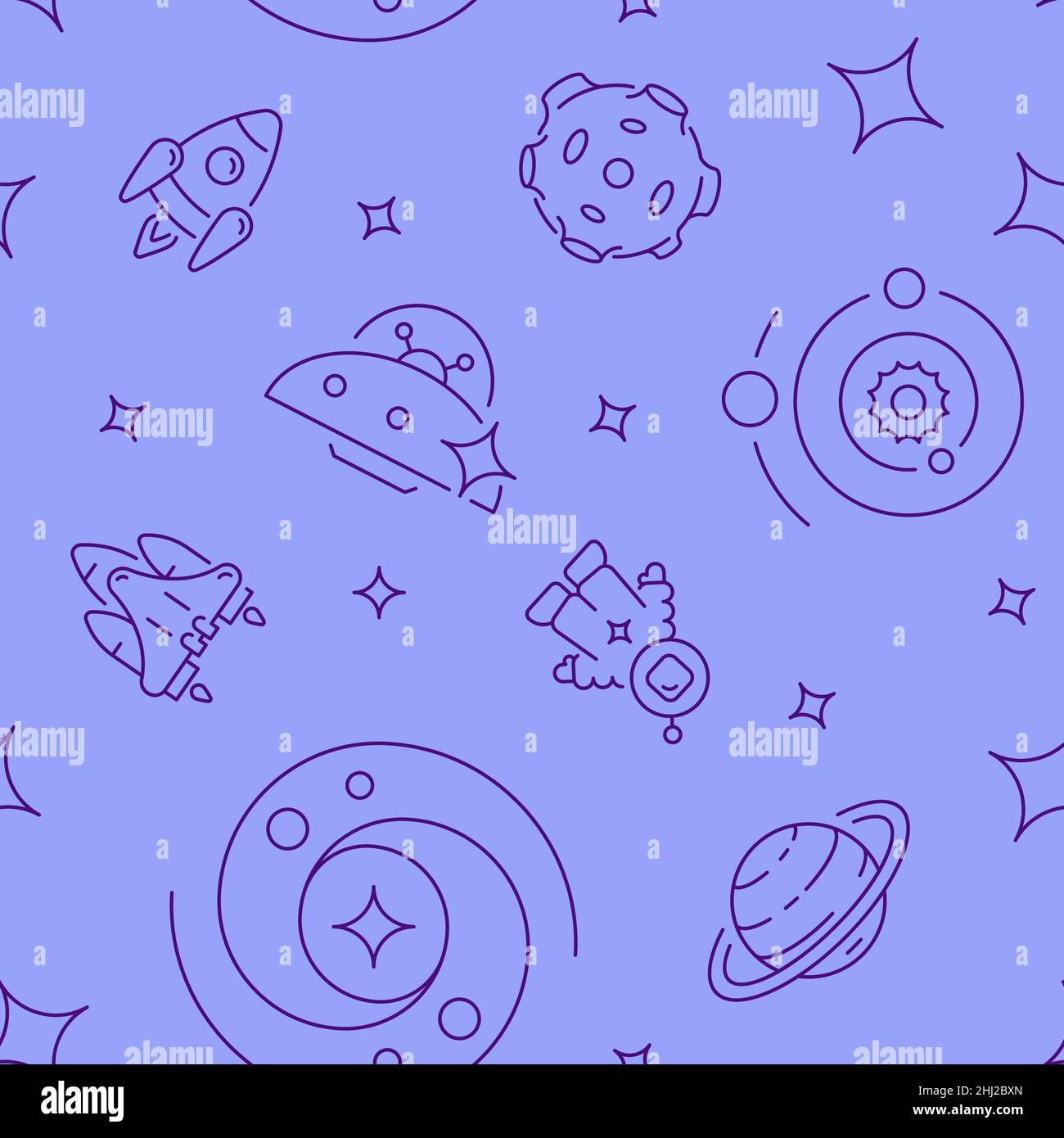 Crewed spaceflight abstract seamless pattern Stock Vector