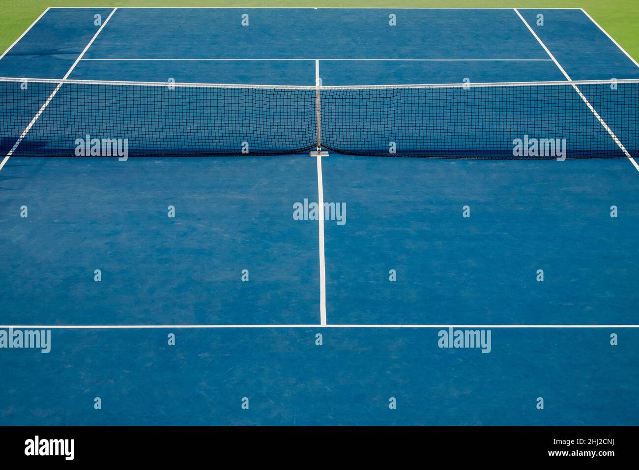 Tennis court front view. Blue and green colors Stock Photo