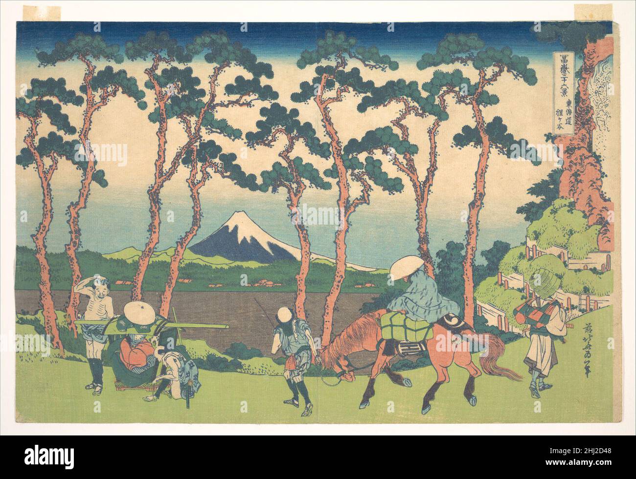 Hodogaya on the Tōkaidō (Tōkaidō Hodogaya), from the series Thirty-six Views of Mount Fuji (Fugaku sanjūrokkei) ca. 1830–32 Katsushika Hokusai Japanese. Hodogaya on the Tōkaidō (Tōkaidō Hodogaya), from the series Thirty-six Views of Mount Fuji (Fugaku sanjūrokkei)  57003 Stock Photo