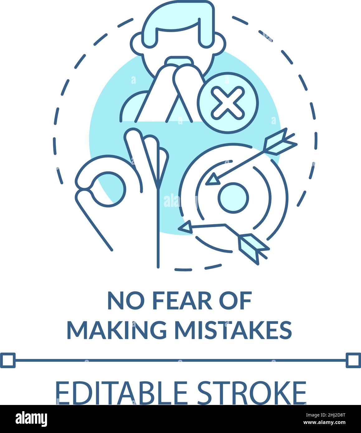 No fear of making mistakes turquoise concept icon stock vector image