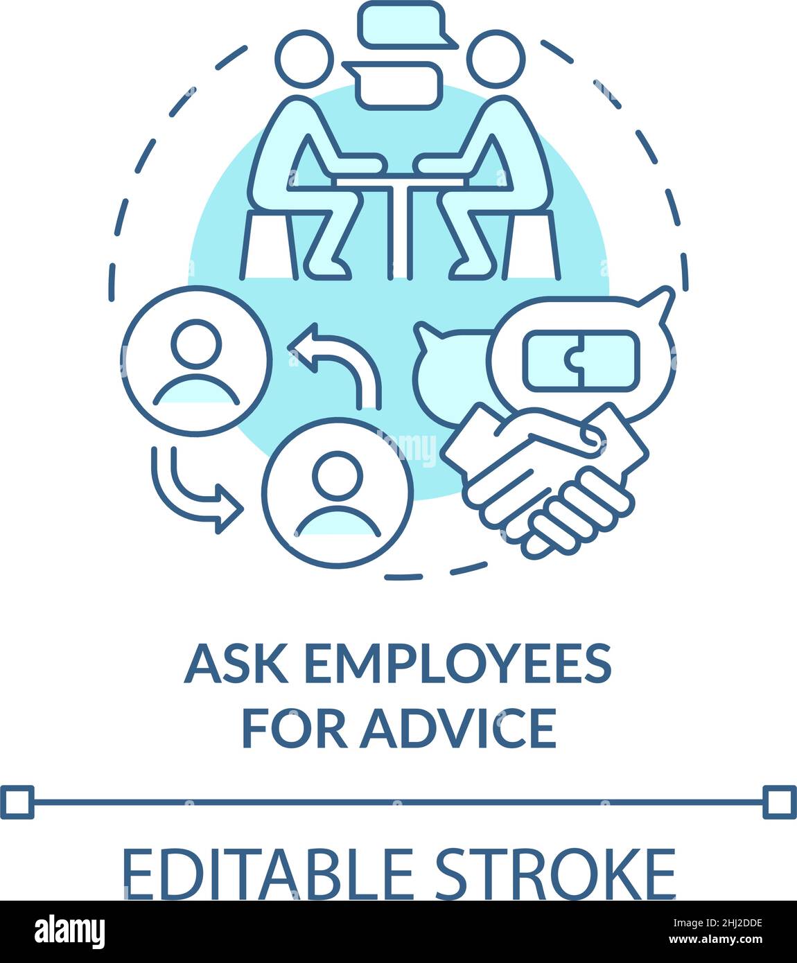 Ask employees for advice turquoise concept icon Stock Vector