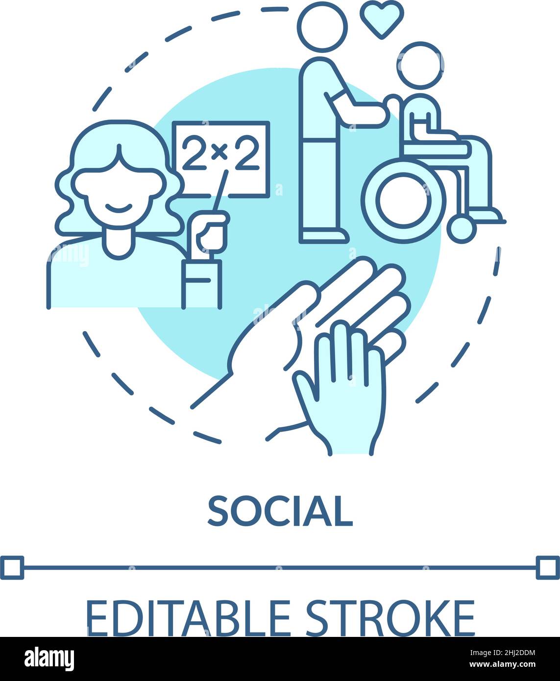 Social occupation turquoise concept icon Stock Vector