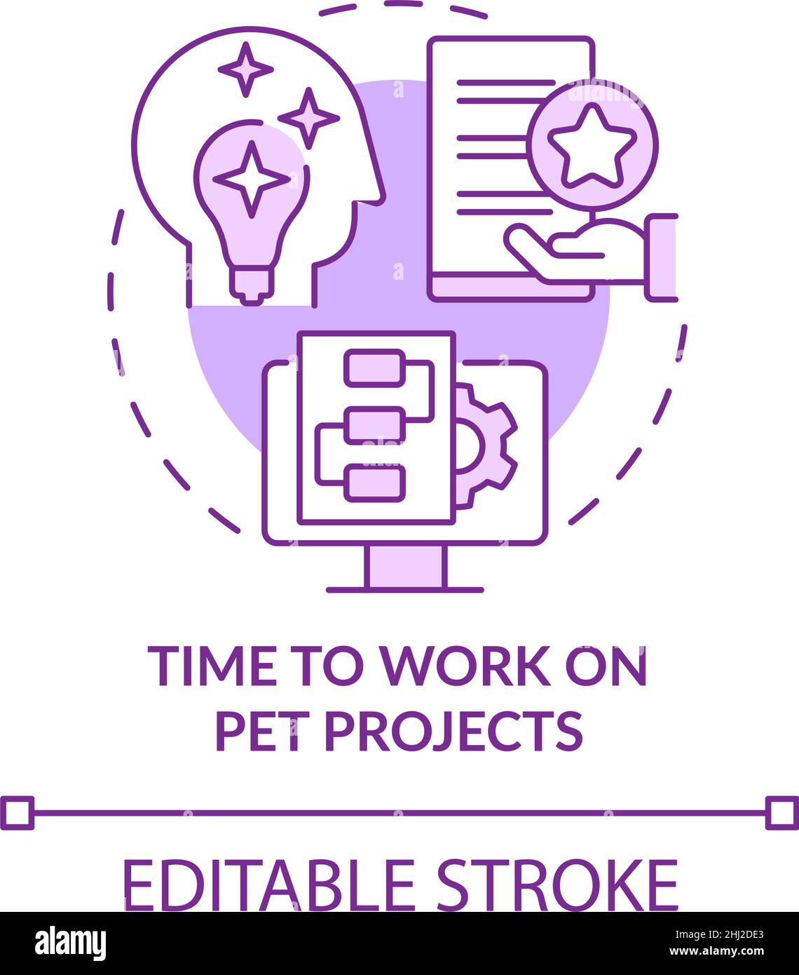 Time to work on pet projects purple concept icon Stock Vector