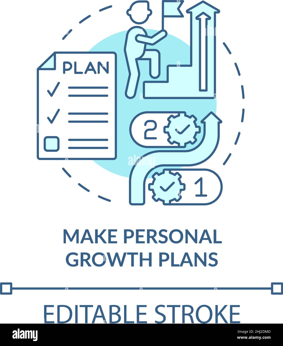 Make personal growth plans turquoise concept icon Stock Vector Image ...