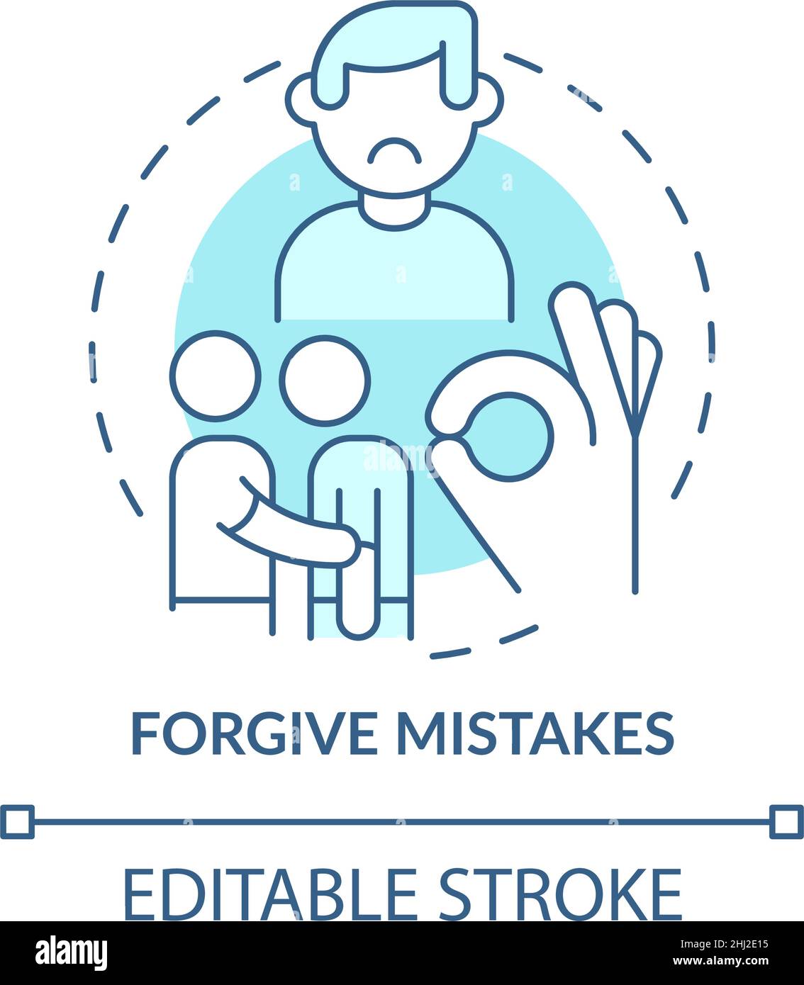 Forgive mistakes turquoise concept icon Stock Vector