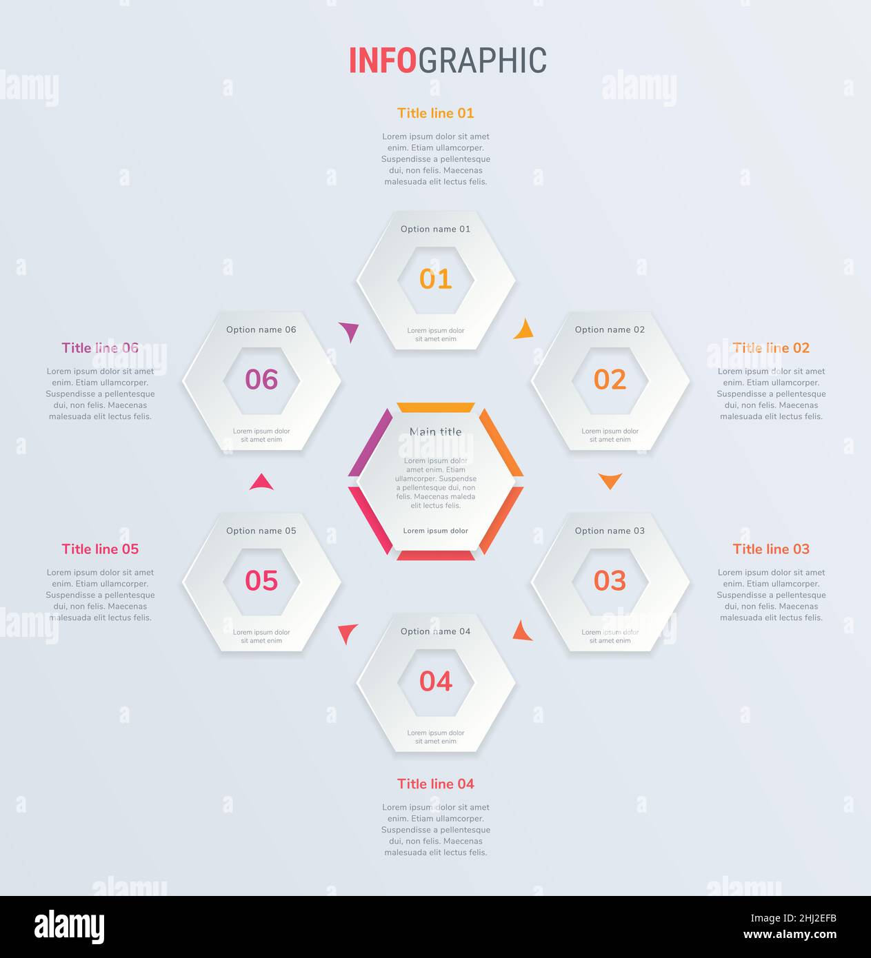 Red vector infographics timeline design template with honeycomb ...