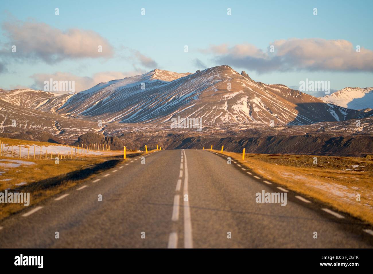 A beautiful landscape of a road in a mountainous area Stock Photo