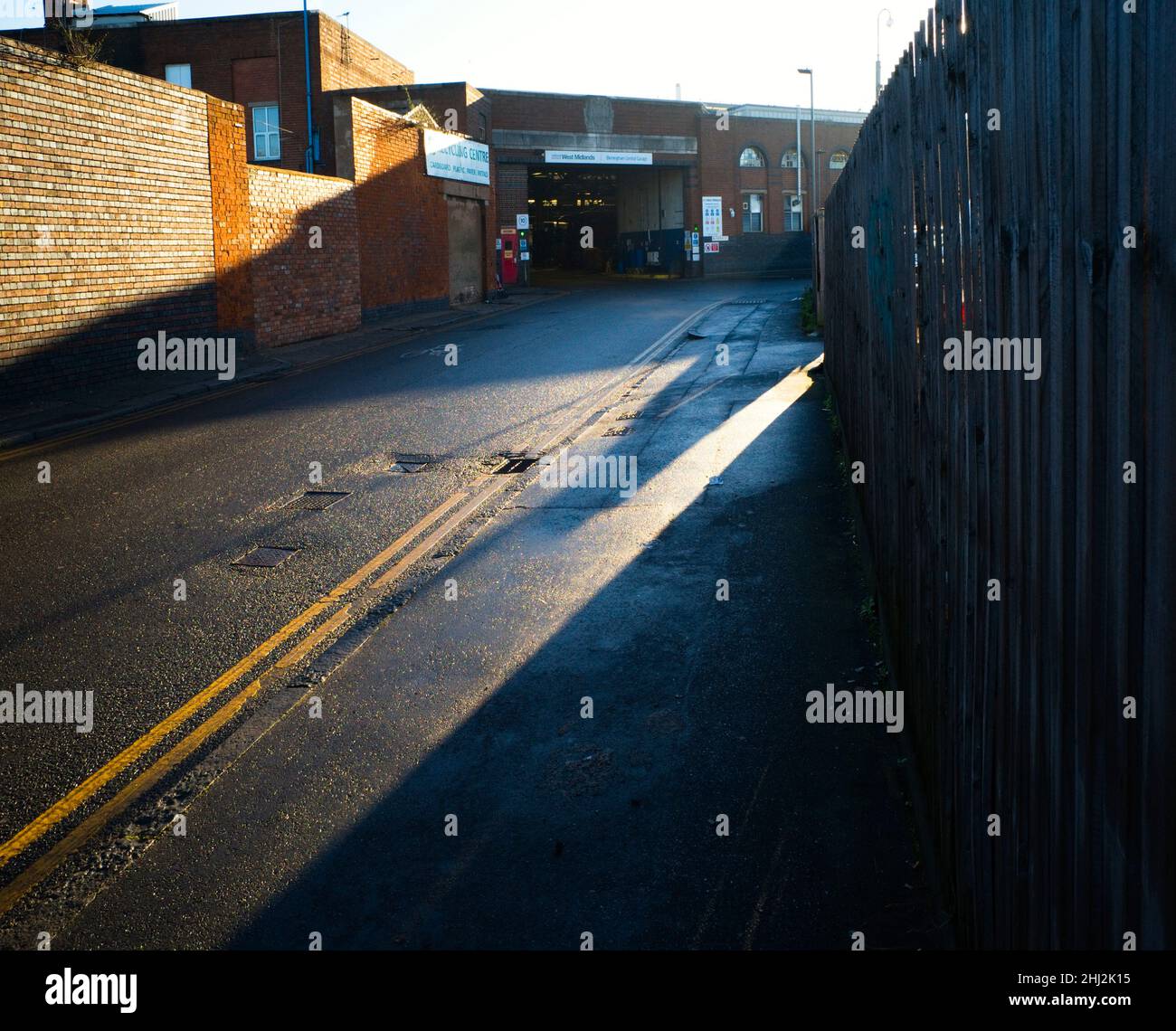 Road leading up to the central bus depot in Digbeth, Birmingham Stock ...