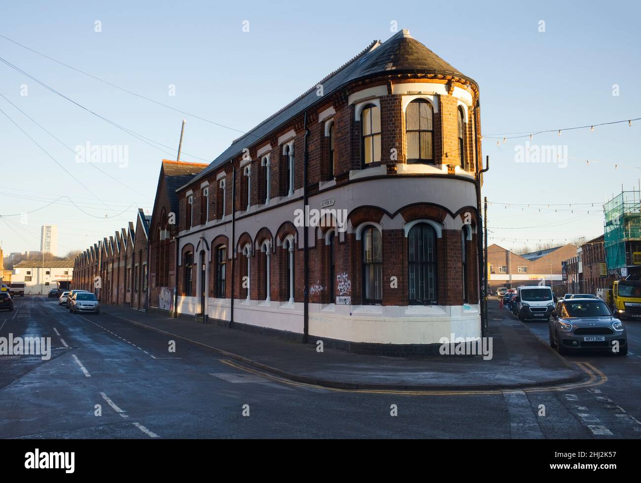 Wedge shaped building in River Street, Digbeth, Birmingham Stock Photo