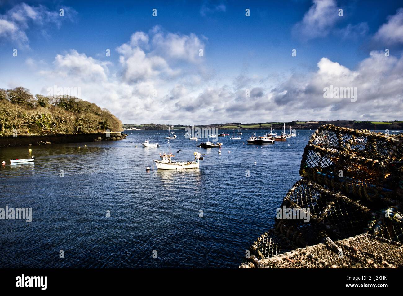 A little harbour in Mylor near Falmouth on the Cornish coast Stock Photo
