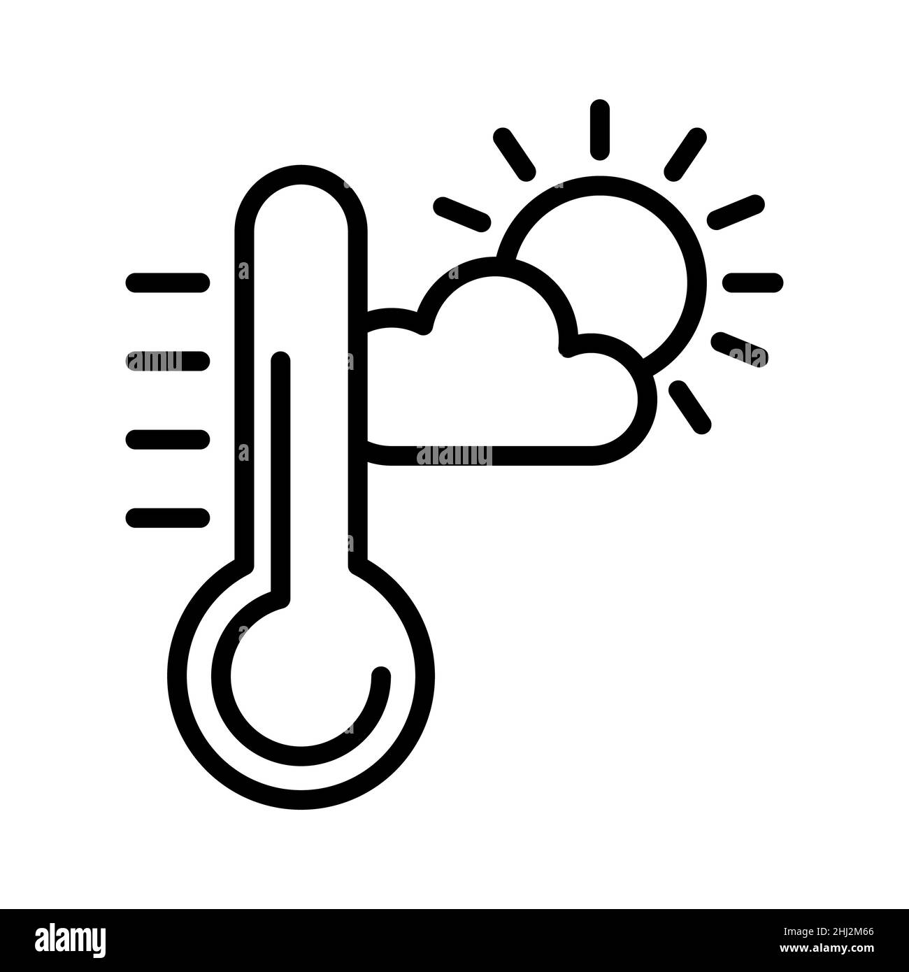 Temperature flat icon. Climate pictogram for web. Line stroke. Hot