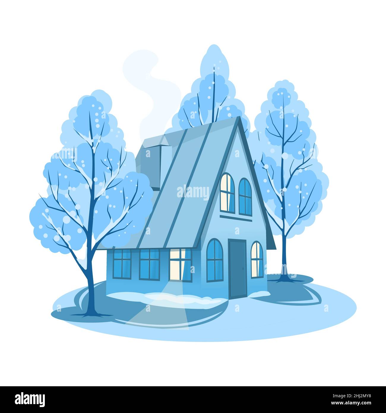 Winter landscape. House surrounded by trees Stock Vector Image & Art ...