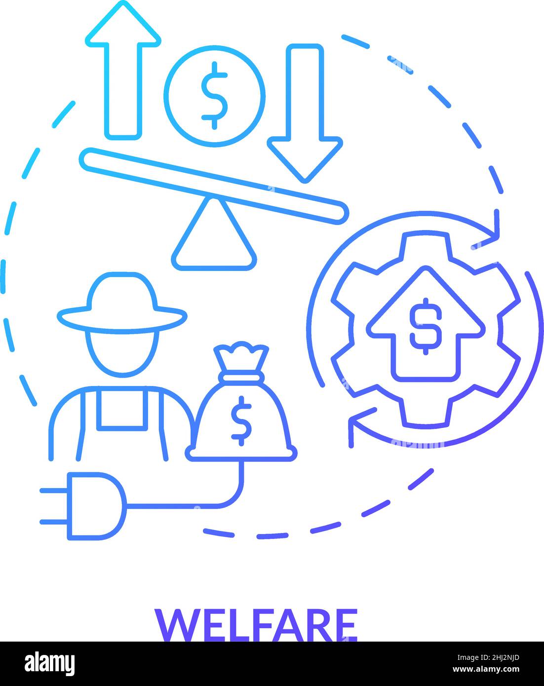 Welfare blue gradient concept icon Stock Vector