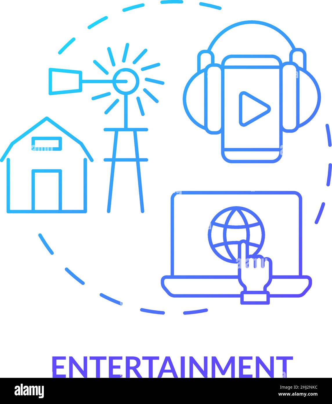 Entertainment blue gradient concept icon Stock Vector