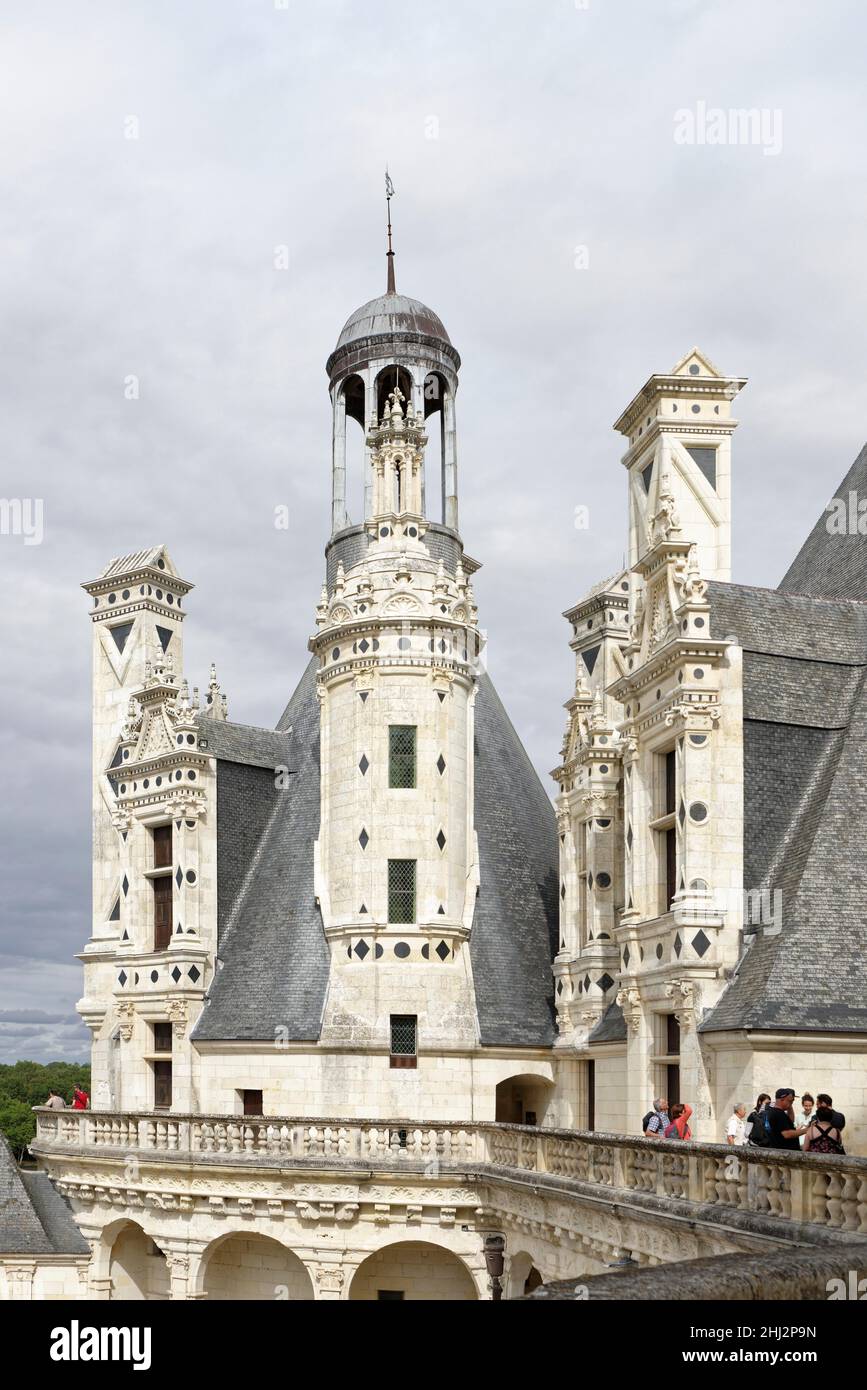 Chateau de Chambord, on the roof, Chambord, Centre, France Stock Photo
