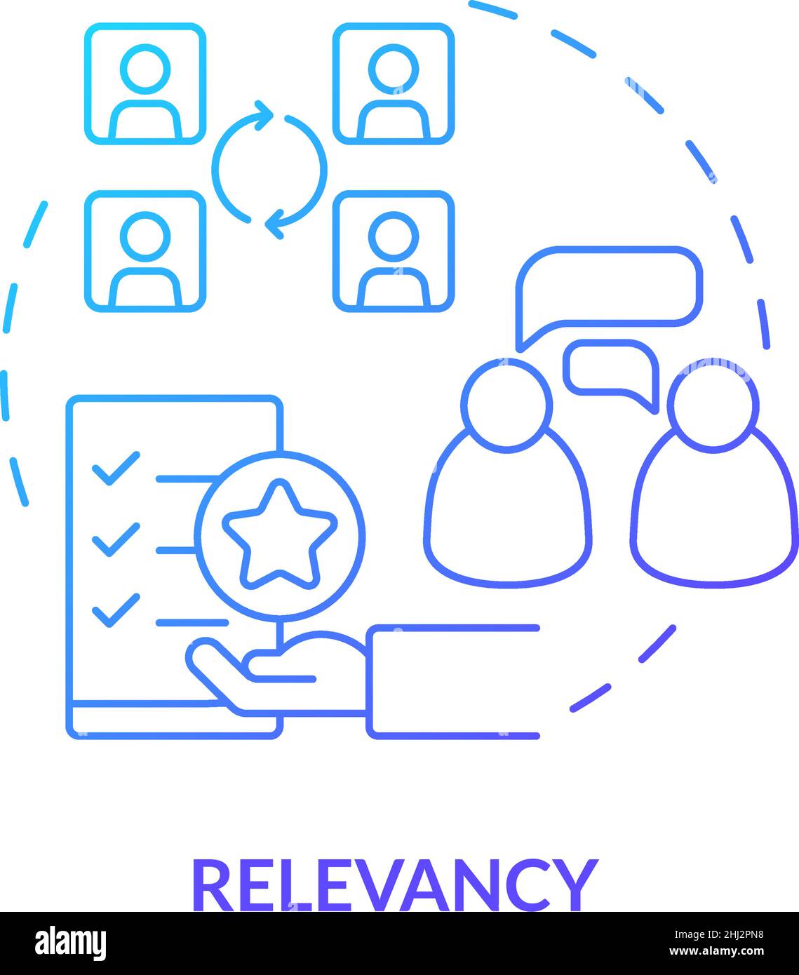 Relevancy blue gradient concept icon Stock Vector