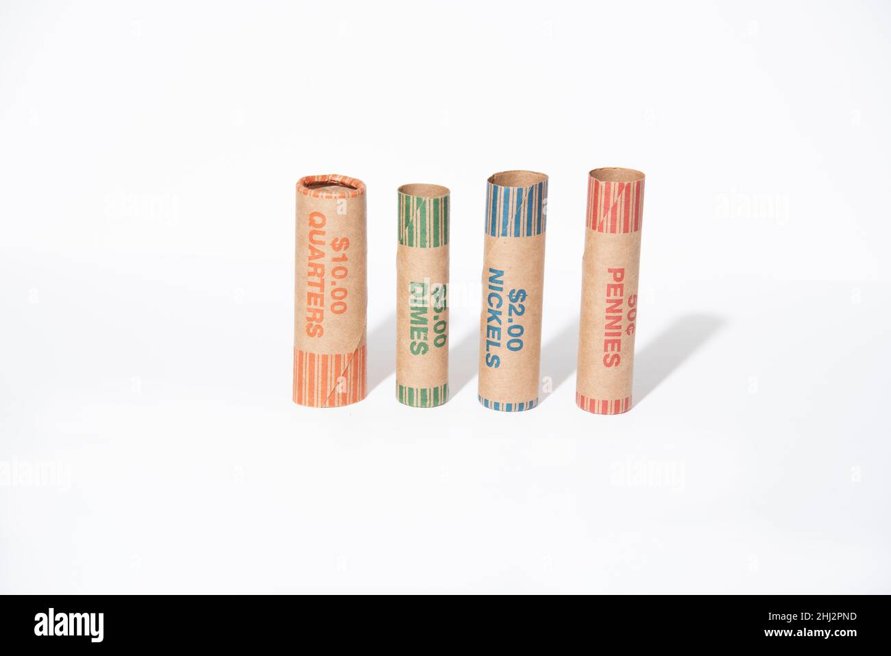 Paper coin rolls Stock Photo Alamy
