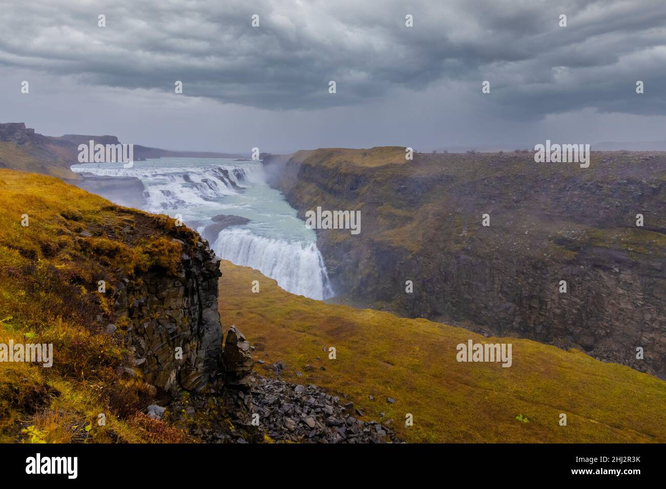 Gullfoss waterfall in Iceland - incredible beauty Stock Photo