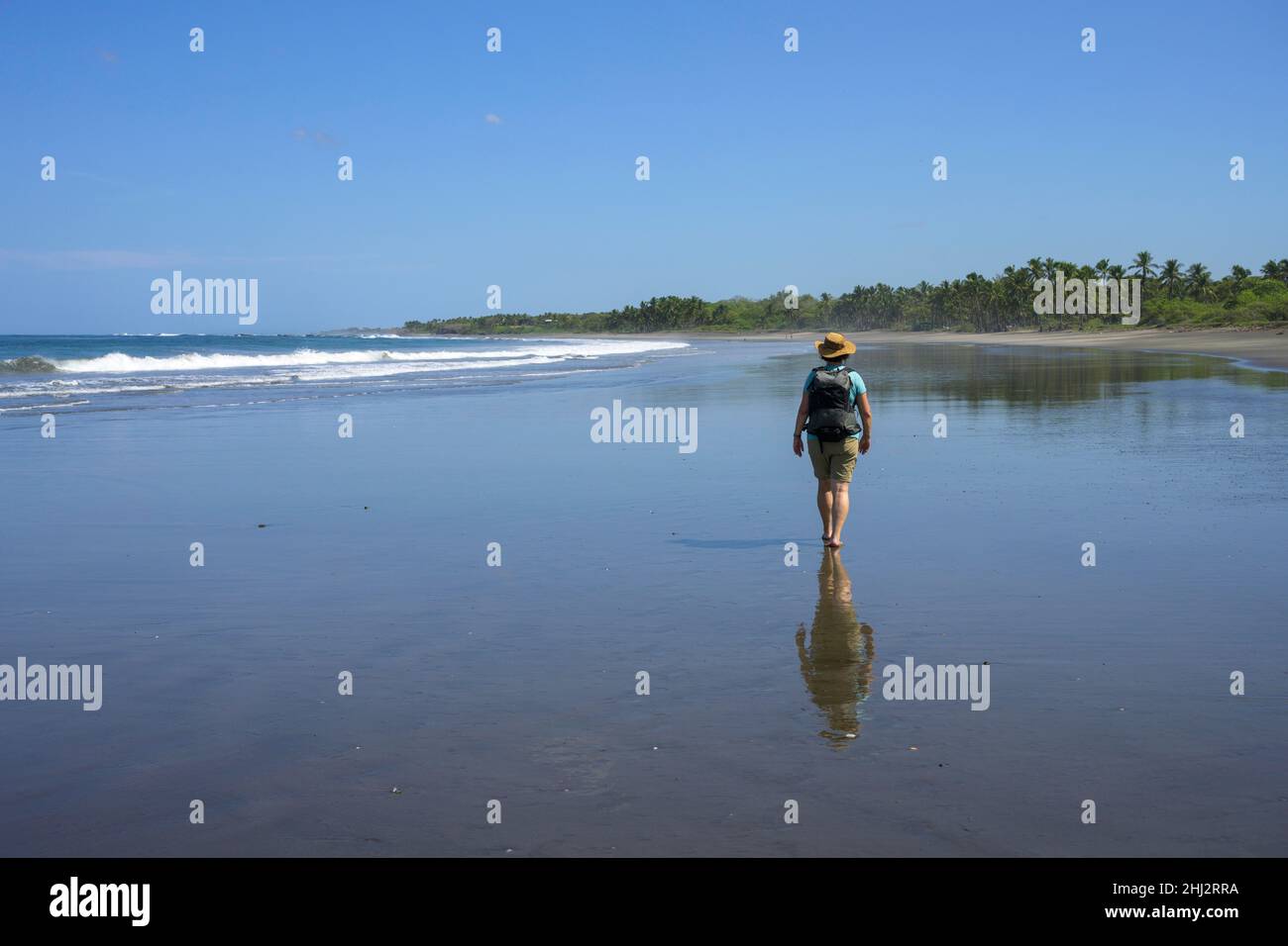 Beach walk, Junquillal, Santa Cruz, Guanacaste Province, Costa Rica Stock Photo