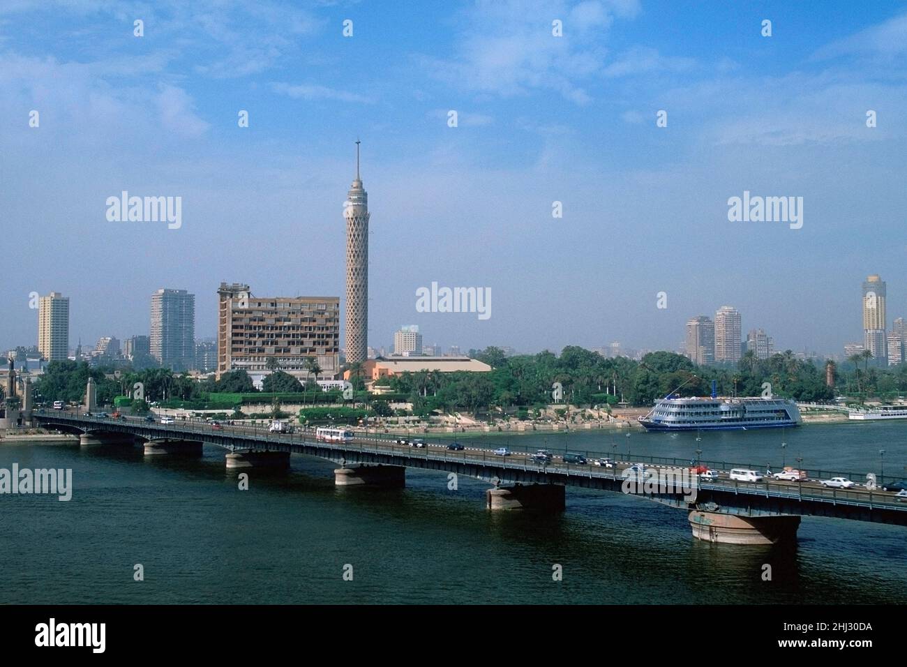 The Nile River and Cairo Tower, Cairo, Egypt Stock Photo