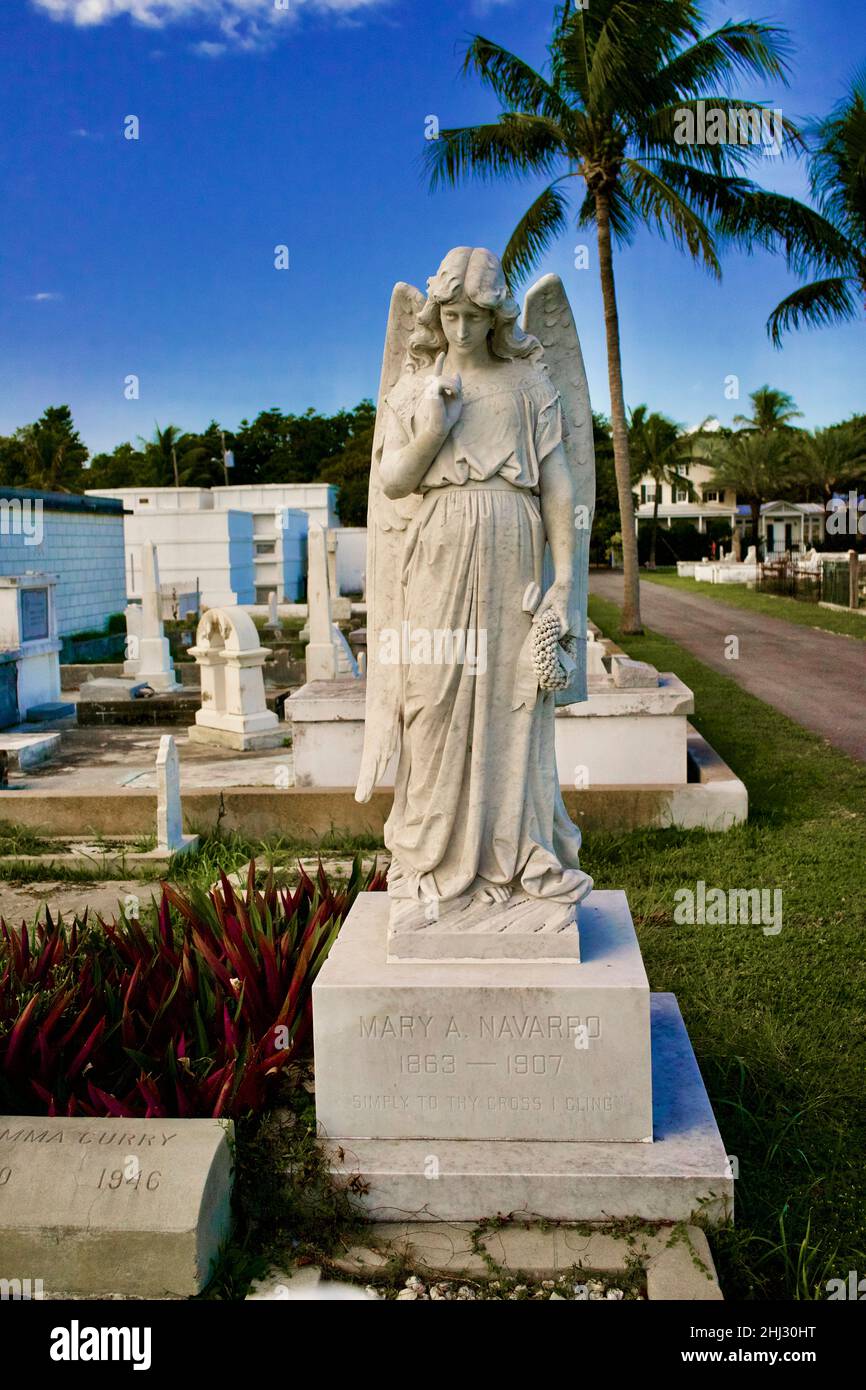 Key West Cemetery in Key West, Florida, FL USA. Island vacation destination for relaxed tourism. Stock Photo