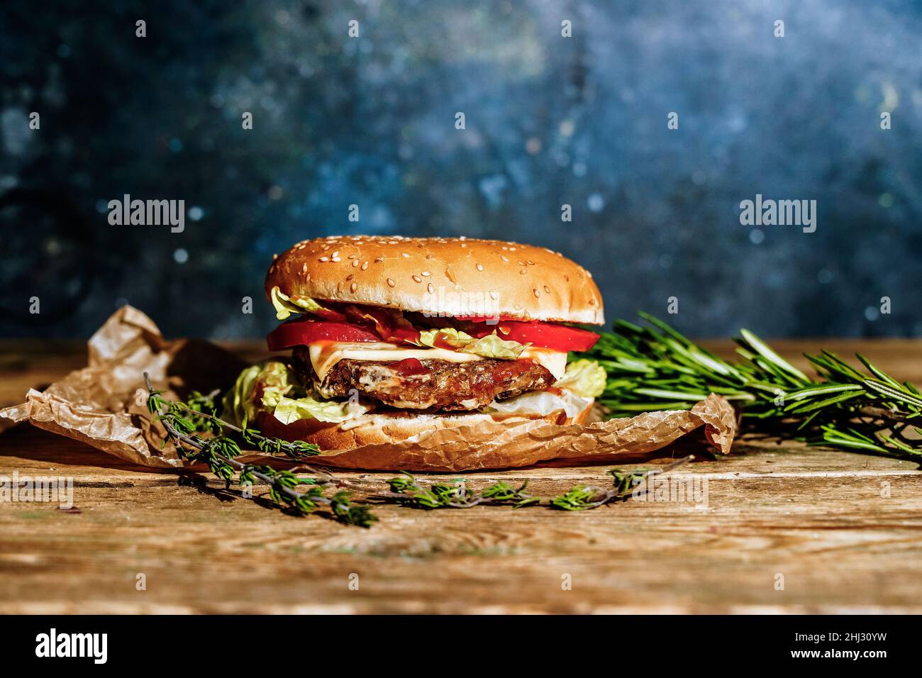 Veggie burger with falafel. Vegetarian meat, veg hamburger, vegetable