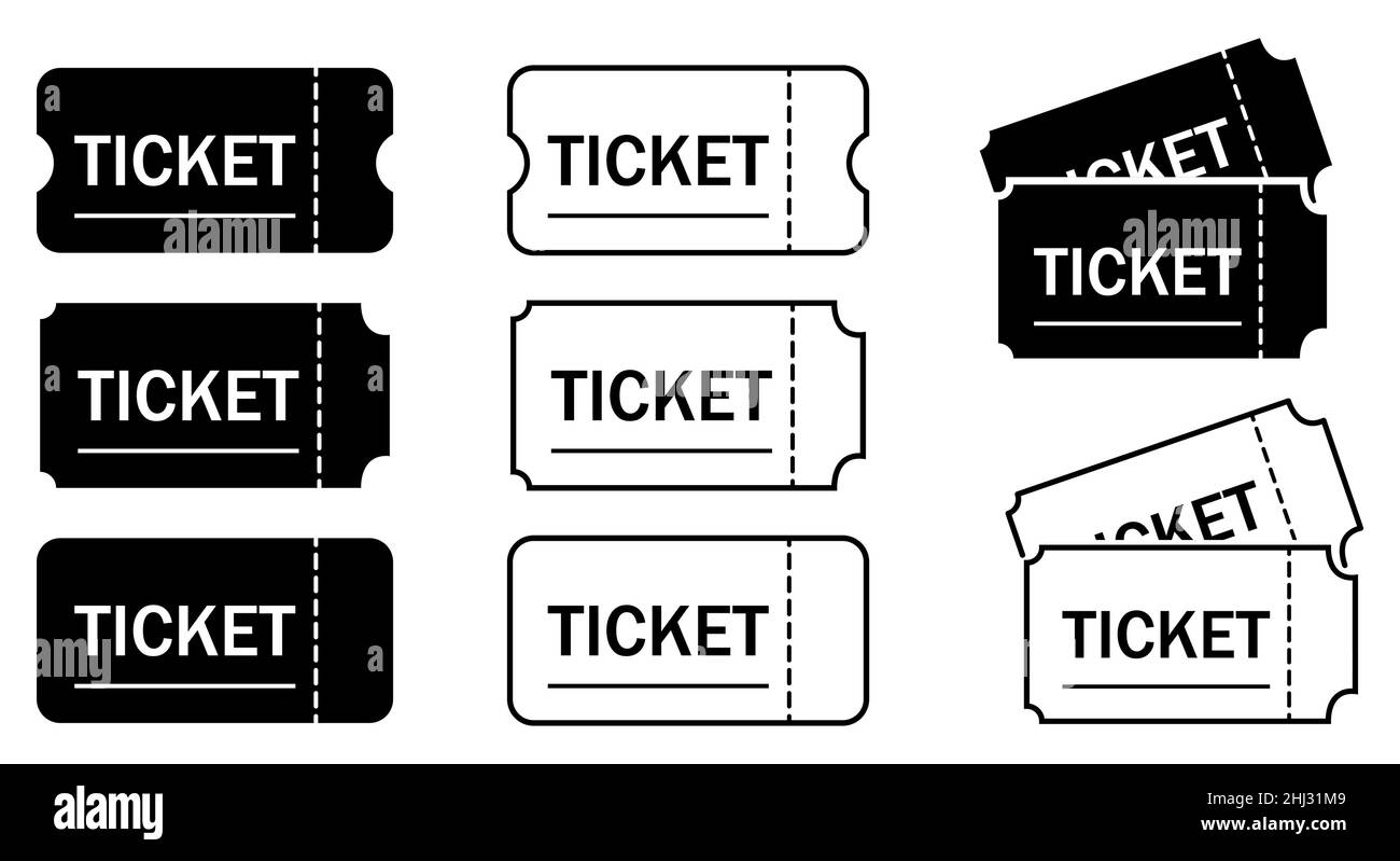 Ticket icon set. Vector illustration isolated on white background Stock ...