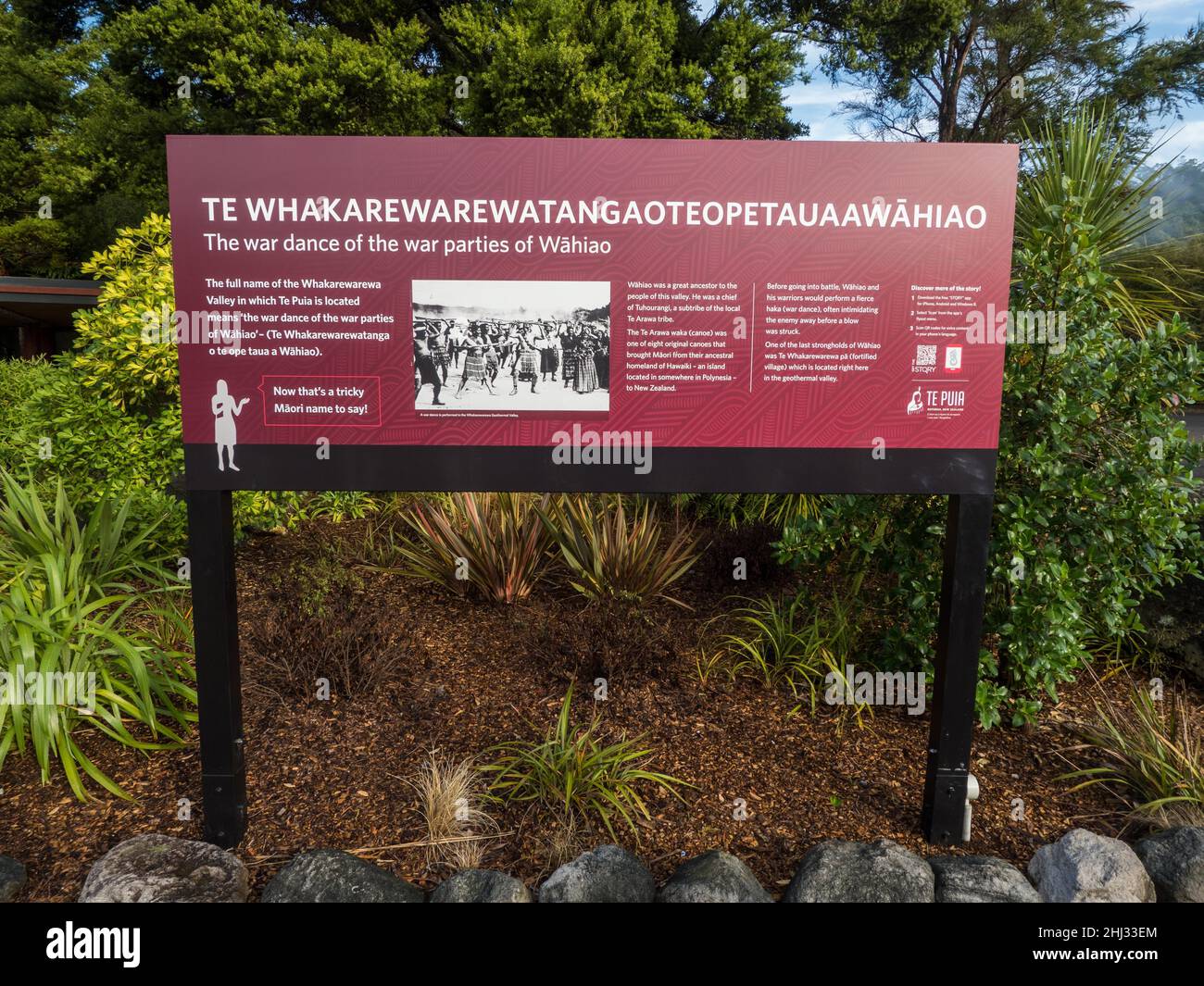 Notice board in the Maori settlement of Whakararewa, Rotorua, North
