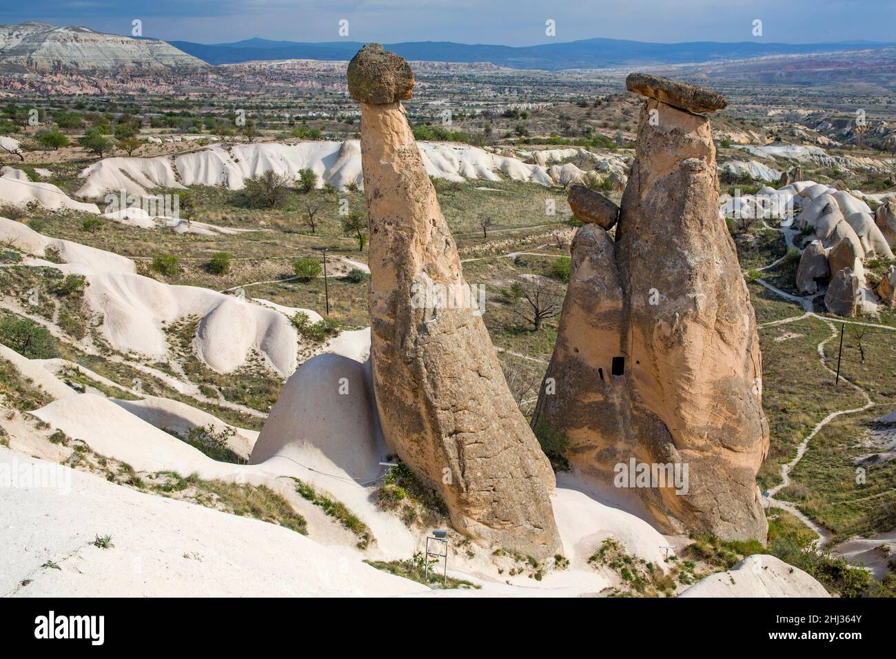 Three Grancias, fantastic tuff formations, Cappadocia, Turkey, Cappadocia, Turkey Stock Photo