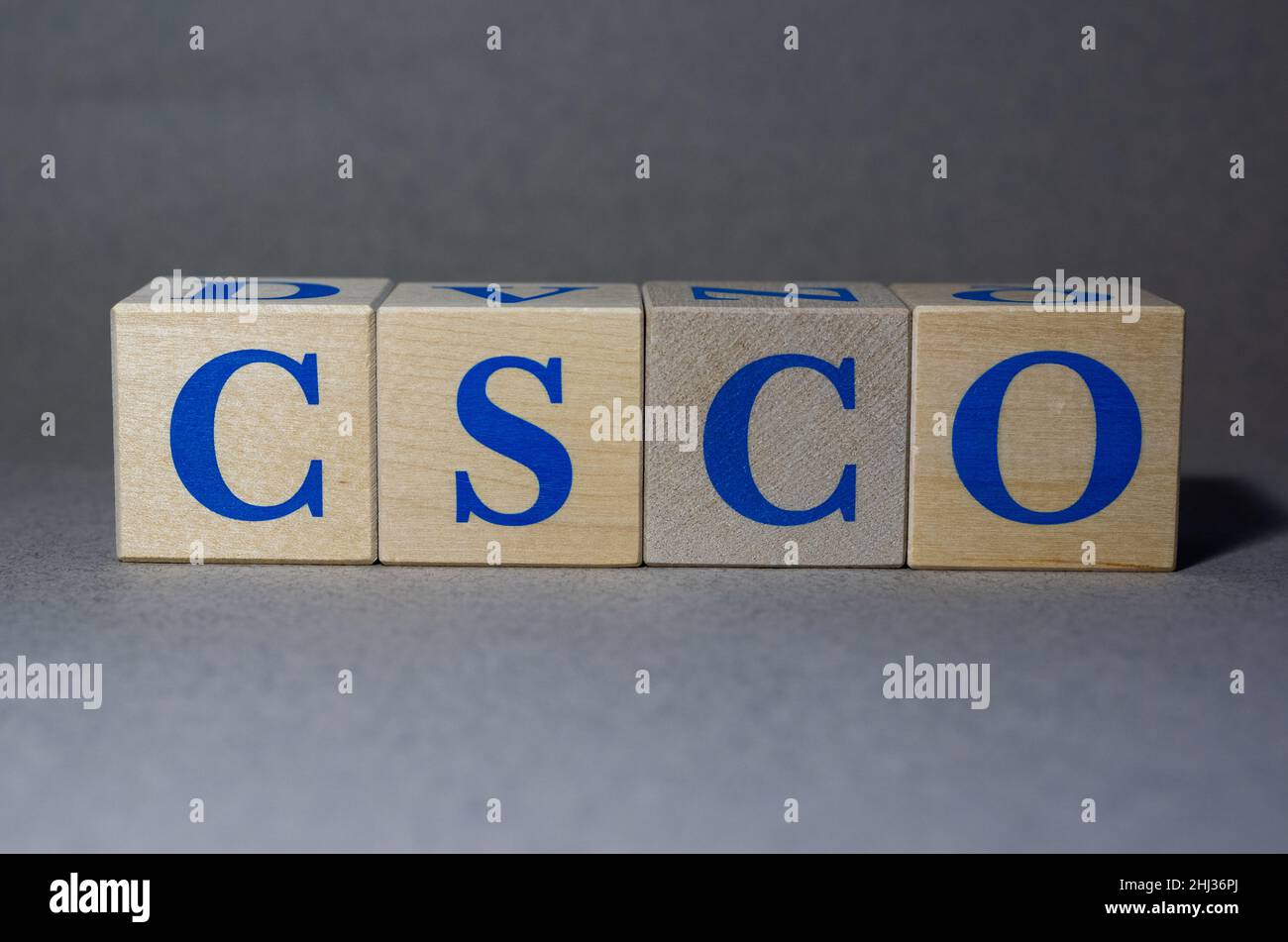 January 19, 2022. New York, USA. Stock Ticker symbol of Cisco Systems