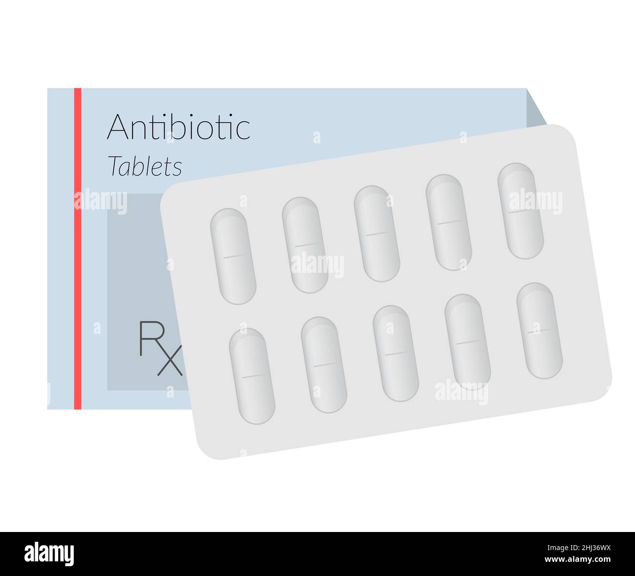 Anti-Microbial Resistance (AMR) - Antibiotic Medicine Pack with Redline - Illustration as EPS 10 File Stock Vector