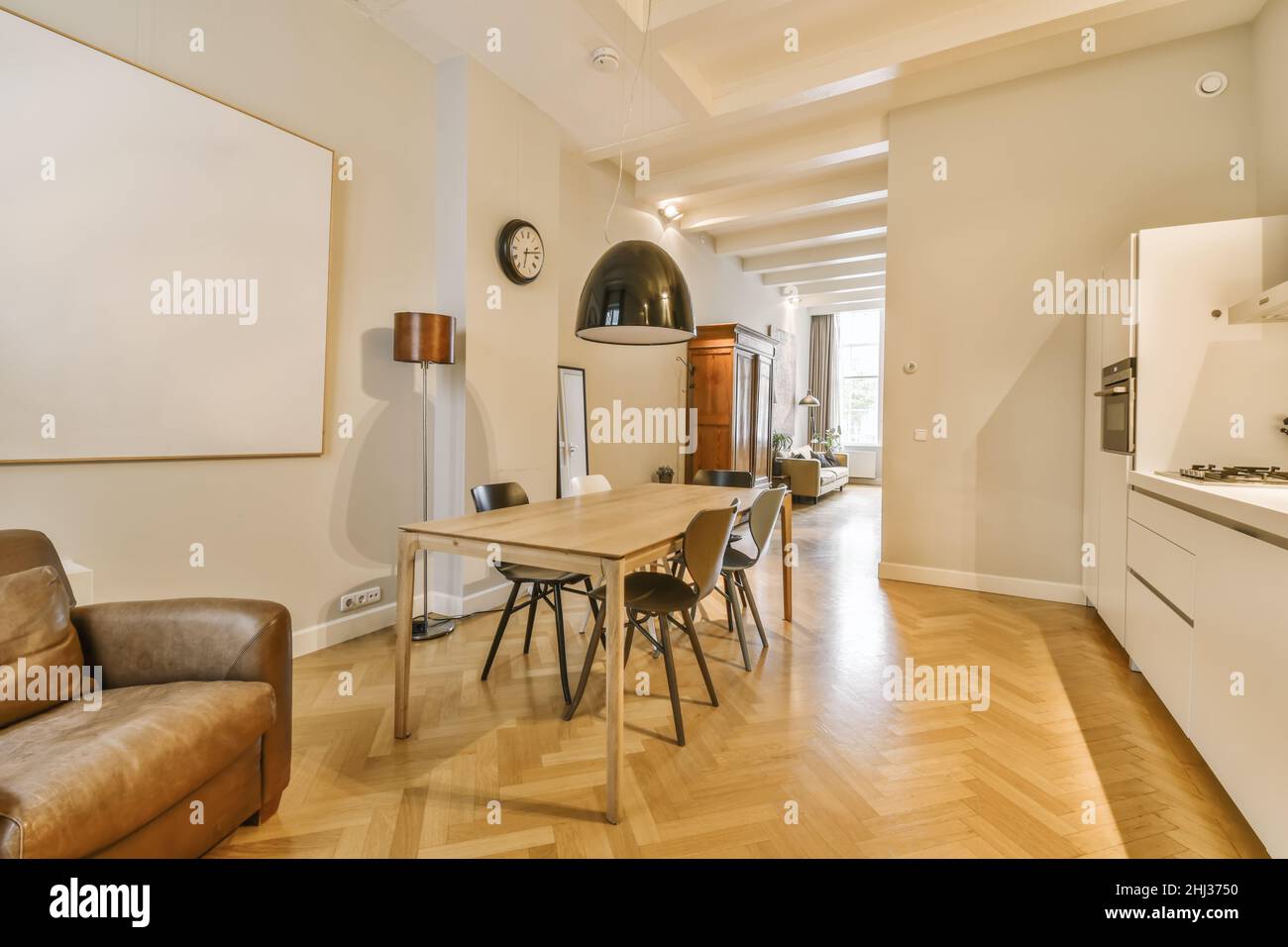 Interior design of clean and bright dining room Stock Photo - Alamy