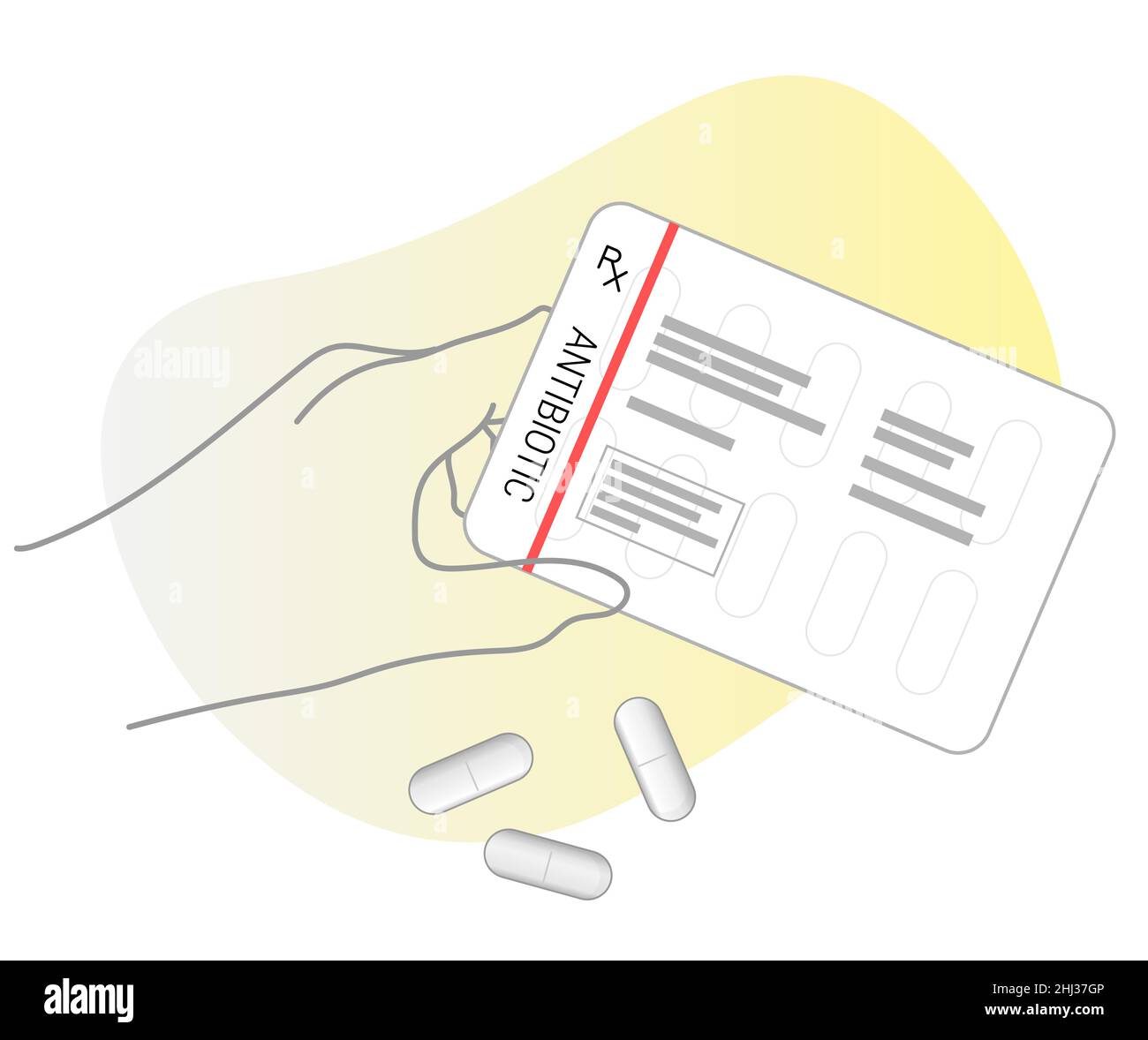 Anti-Microbial Resistance (AMR) - Antibiotic Medicine Pack with Redline - Illustration as EPS 10 File Stock Vector