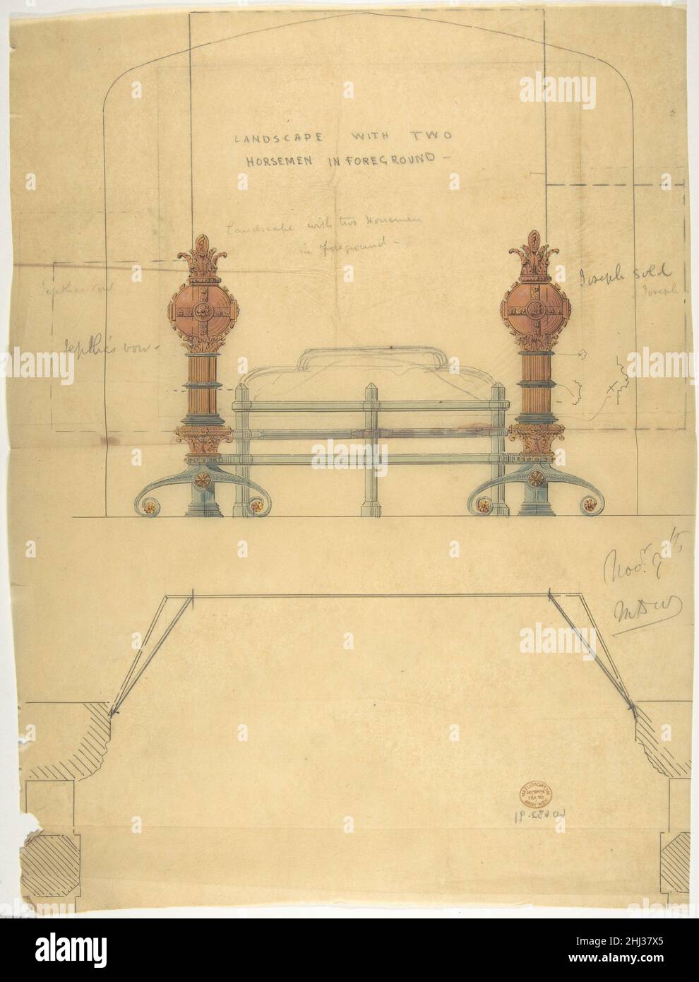 Design for a Grate, with Plan 19th century Anonymous, British, 19th