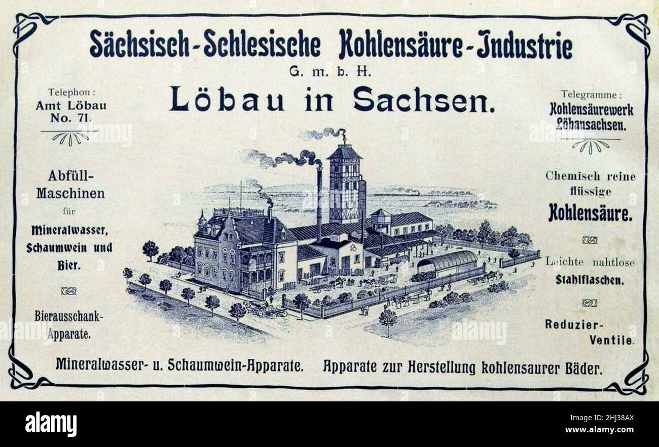Sächsisch-Schlesische Kohlensäure-Industrie (1906). Stock Photo